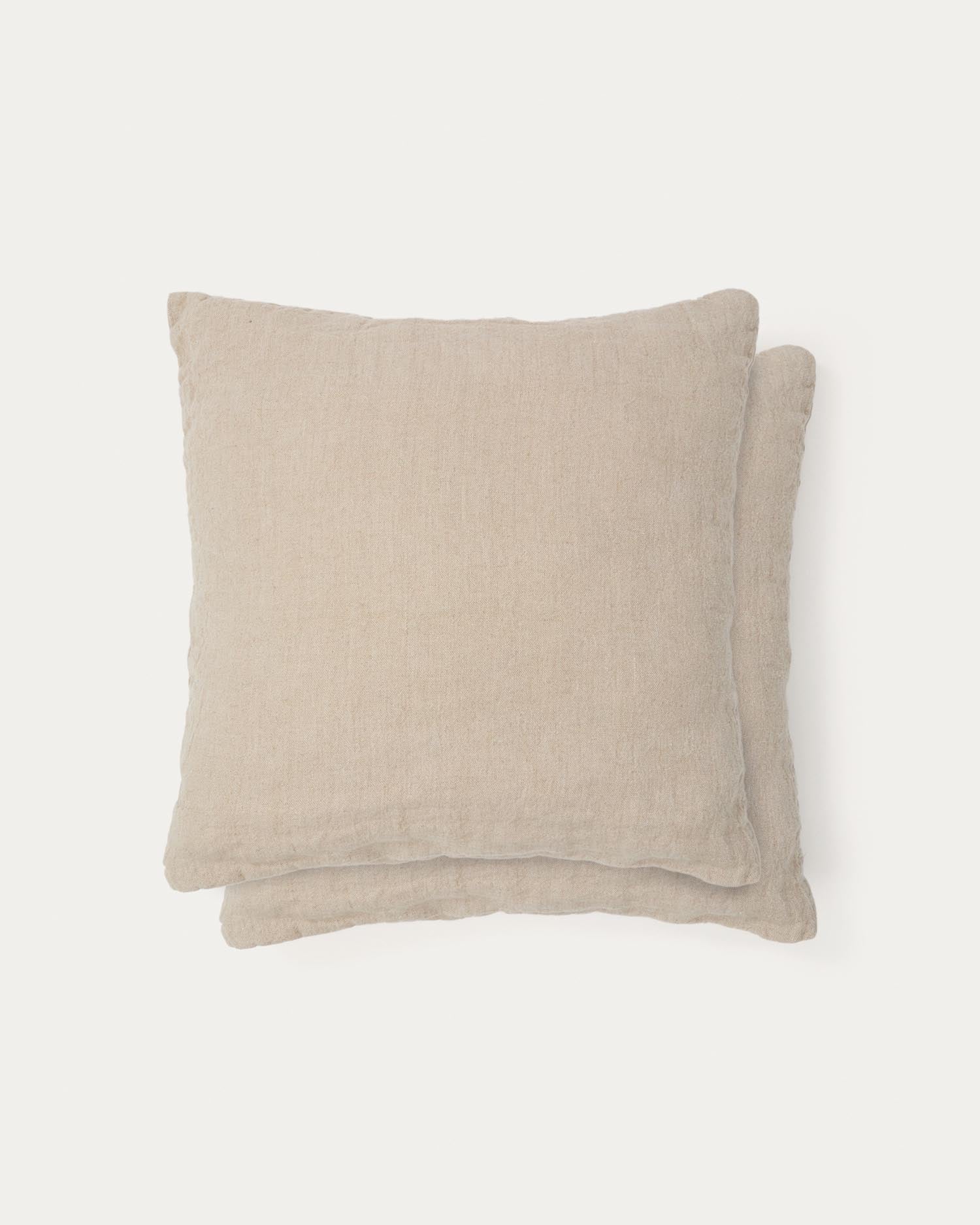 Set Tandi aus 2 Kissenbezügen aus 100 % Leinen in Beige, 50 x 50 cm in Natur präsentiert im Onlineshop von KAQTU Design AG. Deko Kissenbezug ist von Kave Home