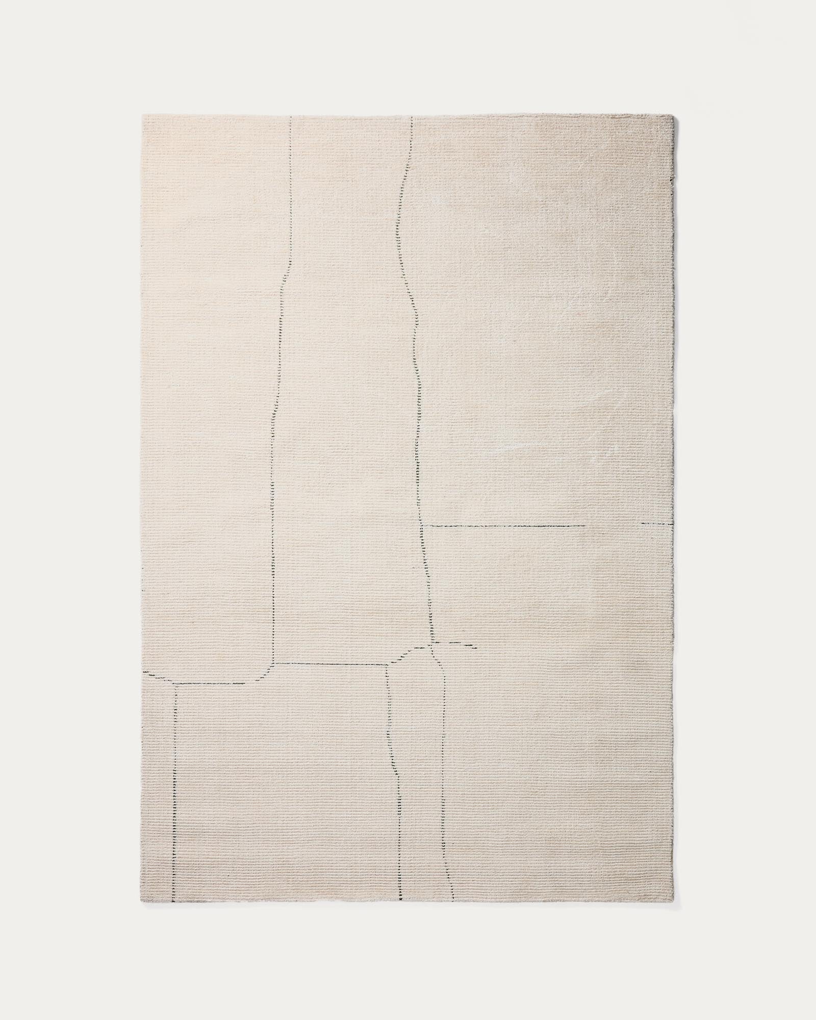 Teppich Lisdan aus Synthetikfasern in Ecru mit grafischem Muster in Grün, 160 x 230 cm in Ecru präsentiert im Onlineshop von KAQTU Design AG. Teppich ist von Kave Home