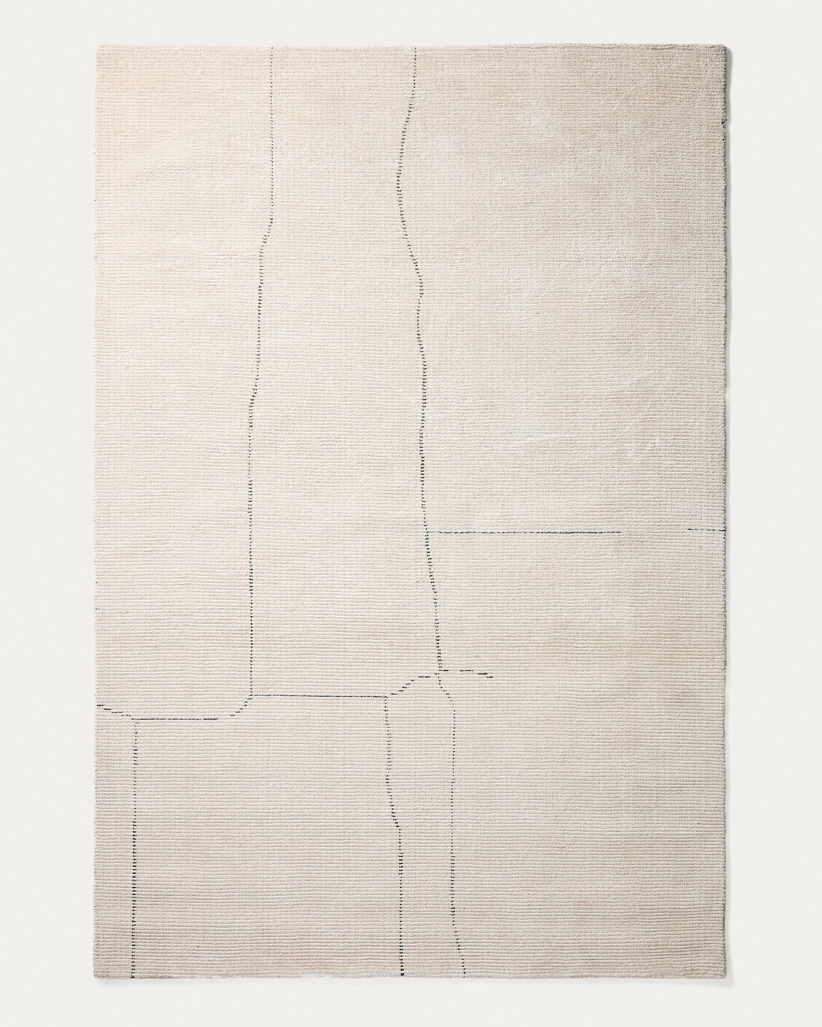 Teppich Lisdan aus Synthetikfasern in Ecru mit grafischem Muster in Grün, 200 x 300 cm in Ecru präsentiert im Onlineshop von KAQTU Design AG. Teppich ist von Kave Home