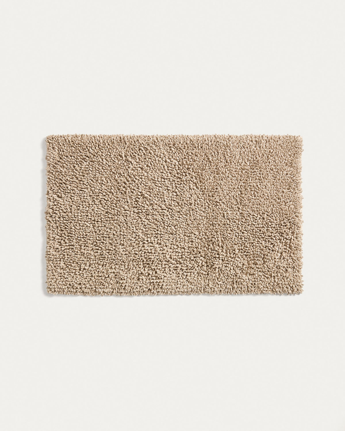 Beige melierte Badezimmermatte Aroia aus Bouclé-Stoff mit strukturierter Oberfläche, rechteckige Form, 50 x 70 cm, aus natürlichen Fasern.