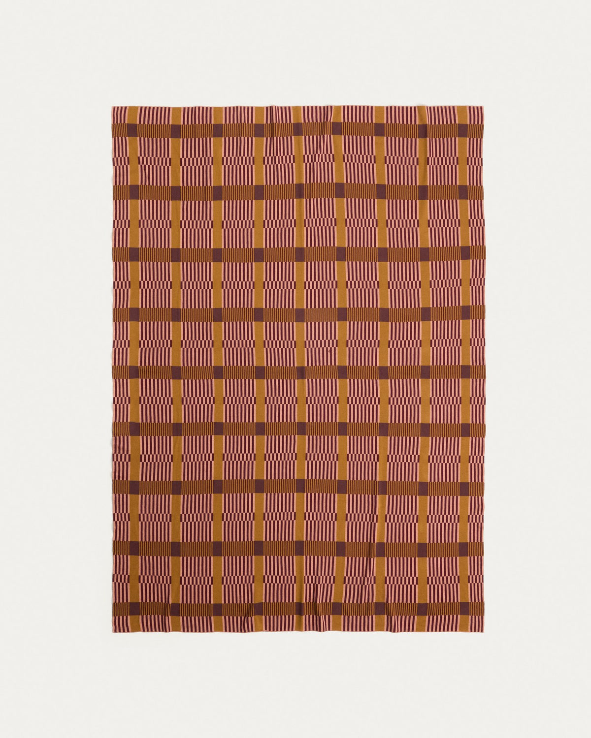 Mehrfarbige Wolldecke Ately aus 100% Baumwolle, Jacquard-Strick, wendbar, Grösse 130 x 170 cm, von Kave Home.