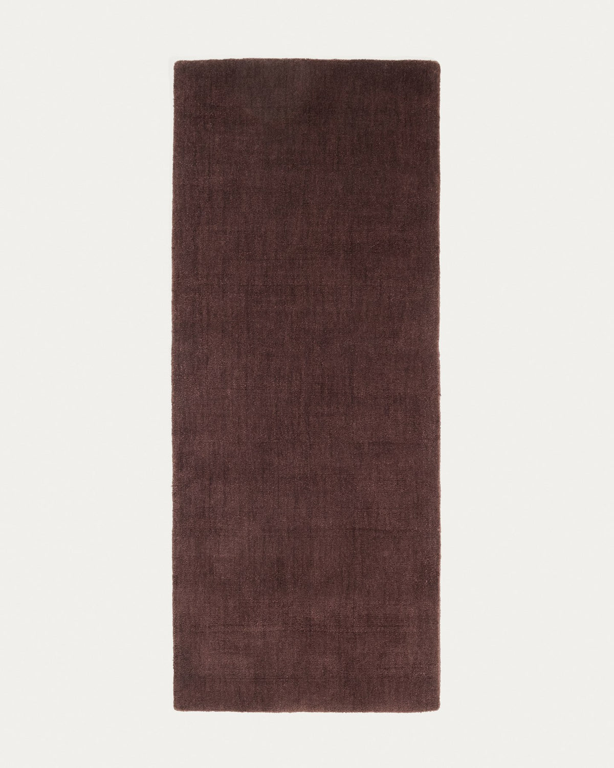 Brauner Läufer Empuries aus 100% Polyester, handgefertigt, 80 x 200 cm, mit sichtbaren Unregelmässigkeiten in der Struktur.