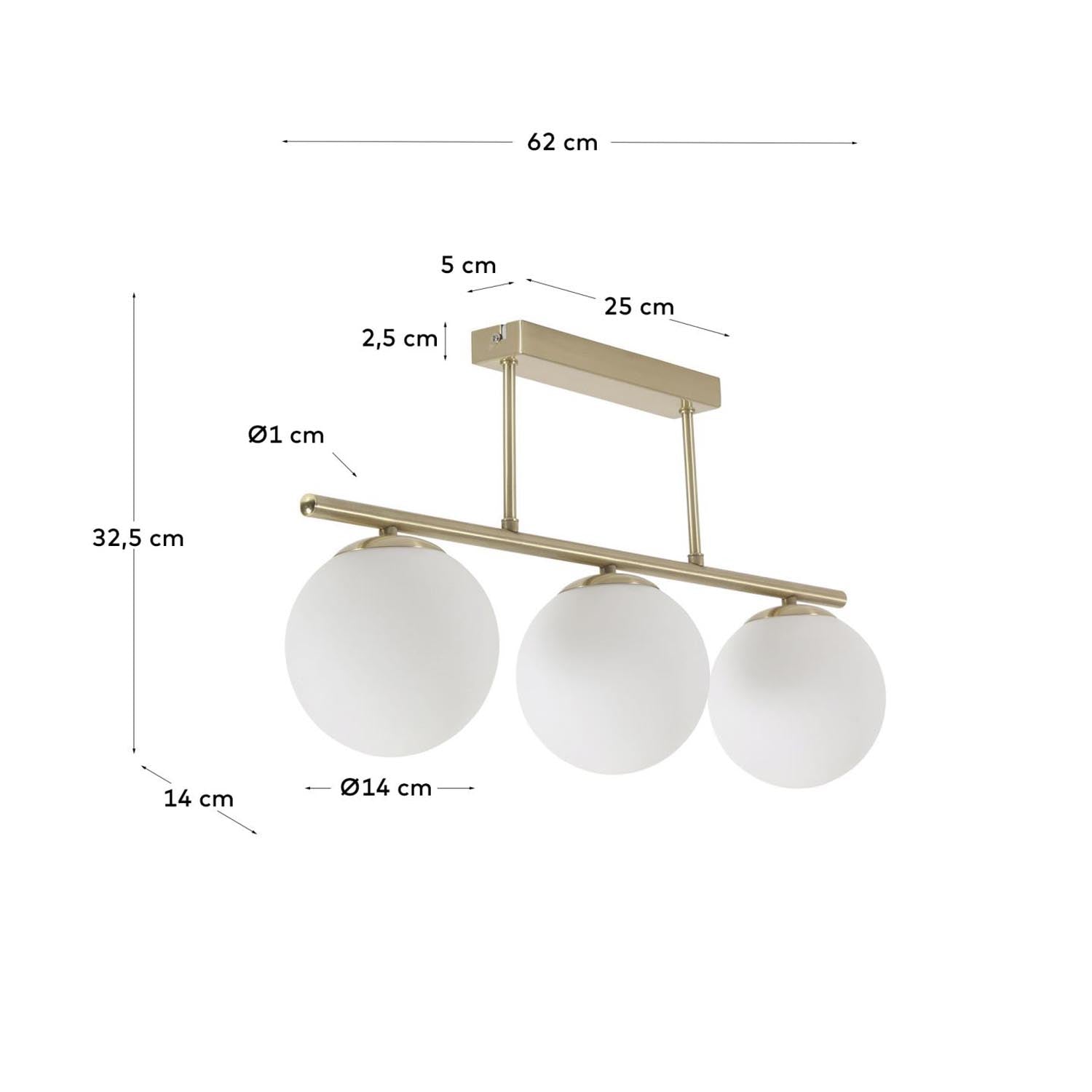Entdecke die Mahala Deckenlampe von Kave Home: Stilvolles geometrisches Design mit sanfter Lichtverteilung und eleganten Messingakzenten.