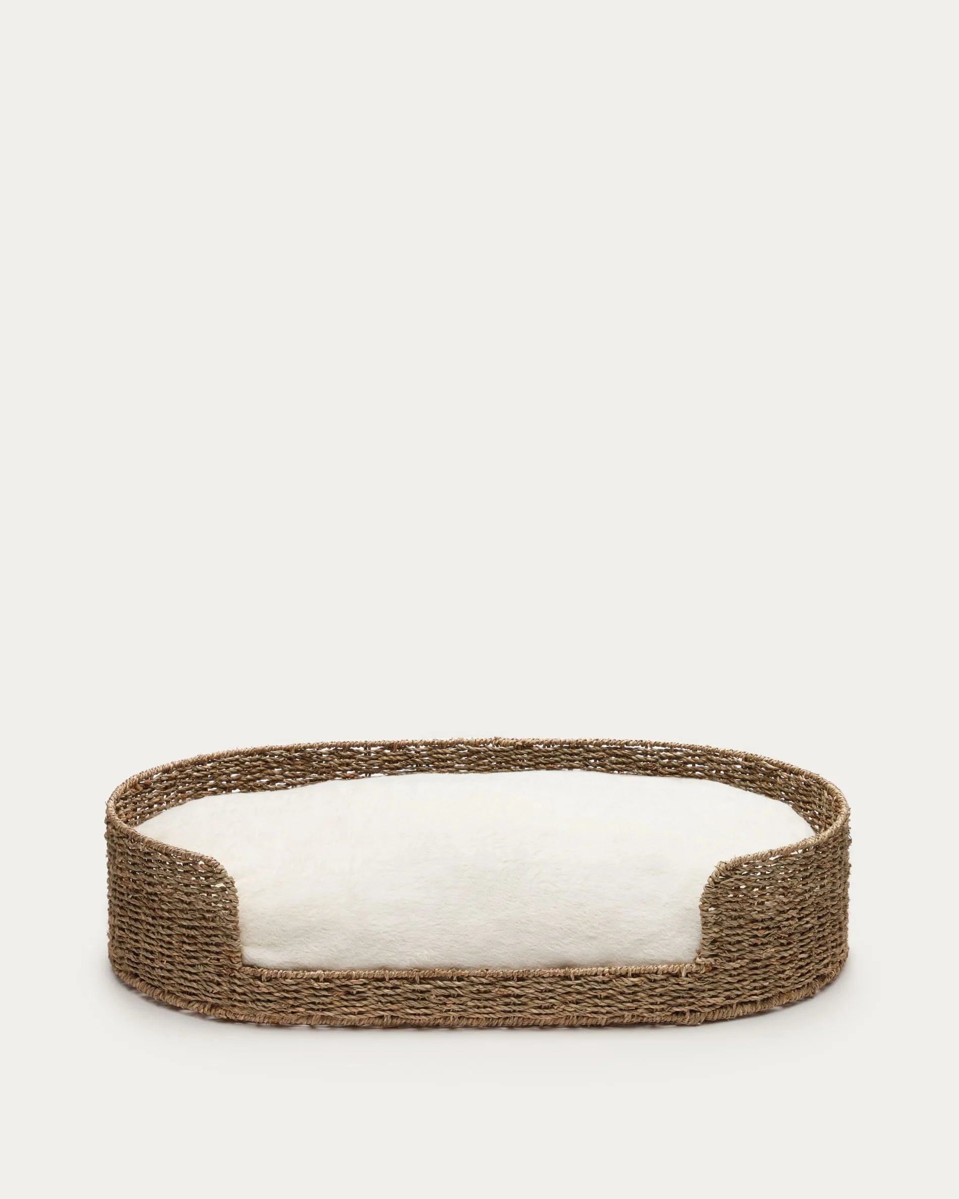 Komfortables Haustierbett aus Naturfasern, Ø 80 x 45 cm, von Kave Home. Perfekt für große Haustiere, nachhaltig und stilvoll.