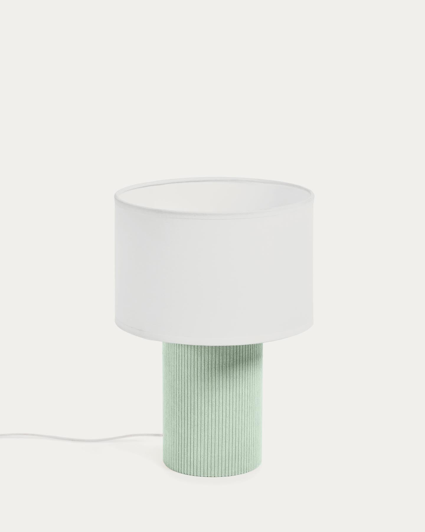 Tischlampe Bianella aus Baumwolle und türkisfarbenem Cord in Türkis präsentiert im Onlineshop von KAQTU Design AG. Tischleuchte ist von Kave Home