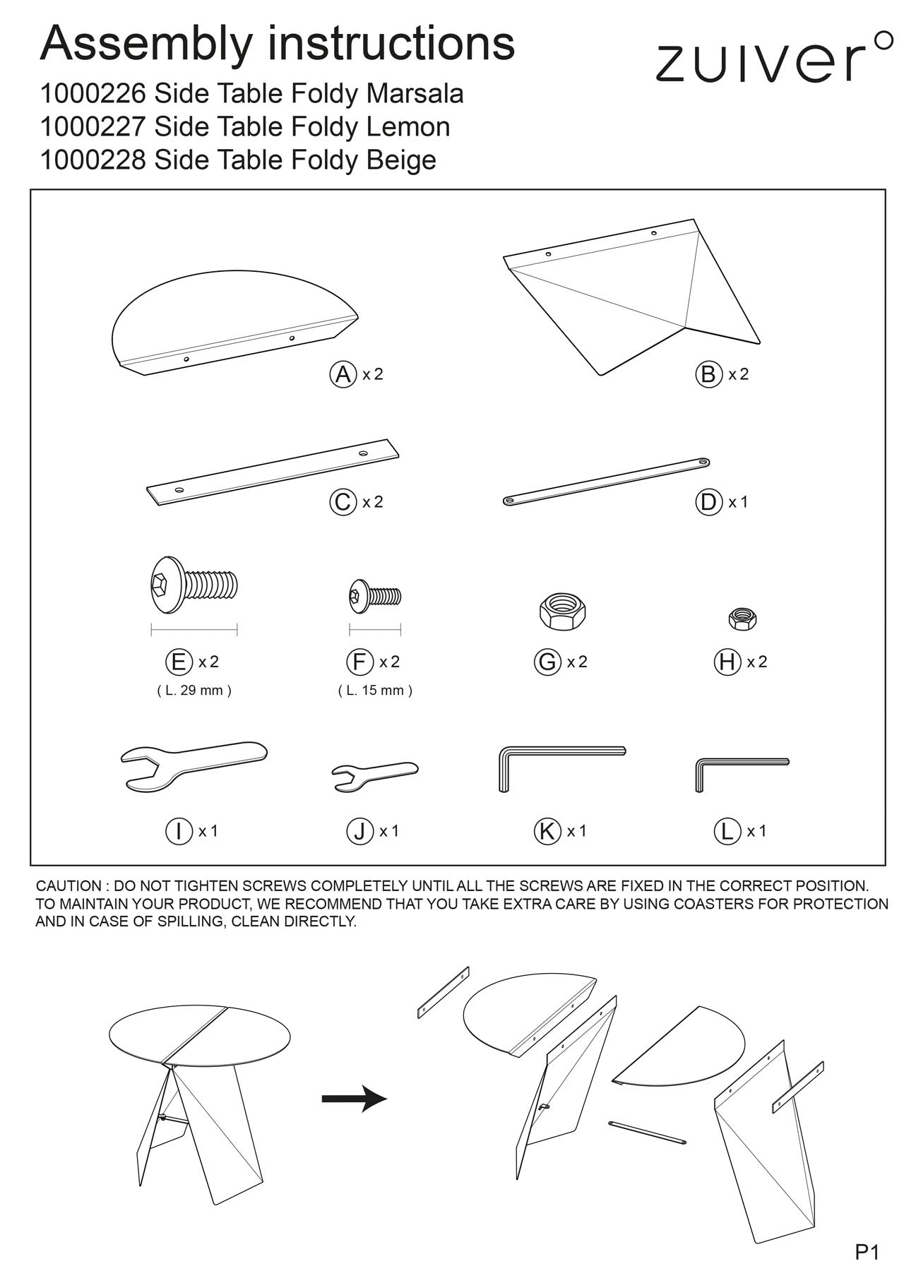 Beistelltisch Foldy in Rot präsentiert im Onlineshop von KAQTU Design AG. Beistelltisch ist von Zuiver