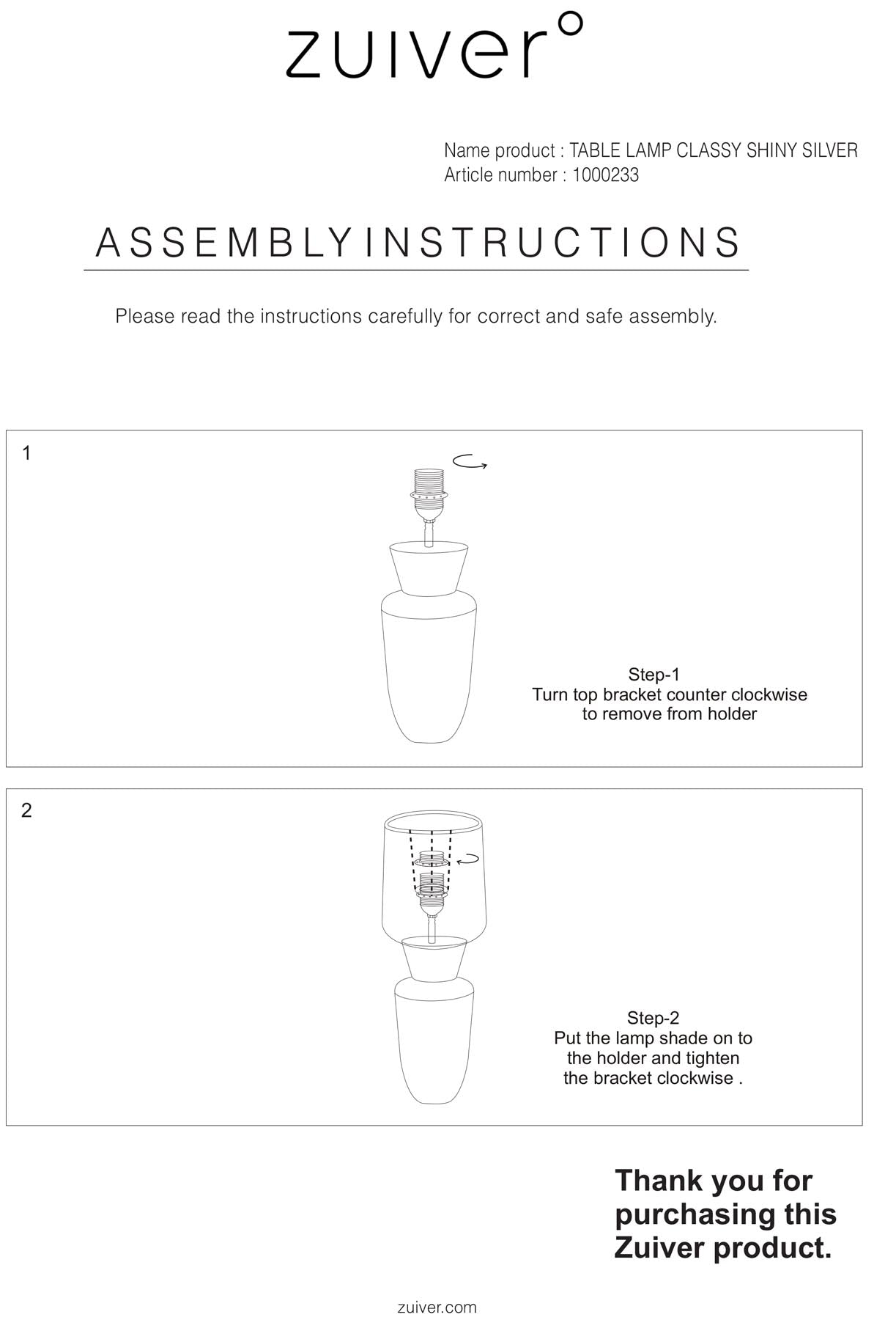 Tischlampe Classy in Silber präsentiert im Onlineshop von KAQTU Design AG. Tischleuchte ist von Zuiver