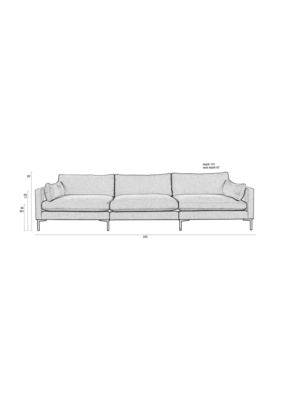 Summer Sofa 4,5-Sitzer in Creme präsentiert im Onlineshop von KAQTU Design AG. 4er Sofa ist von Zuiver