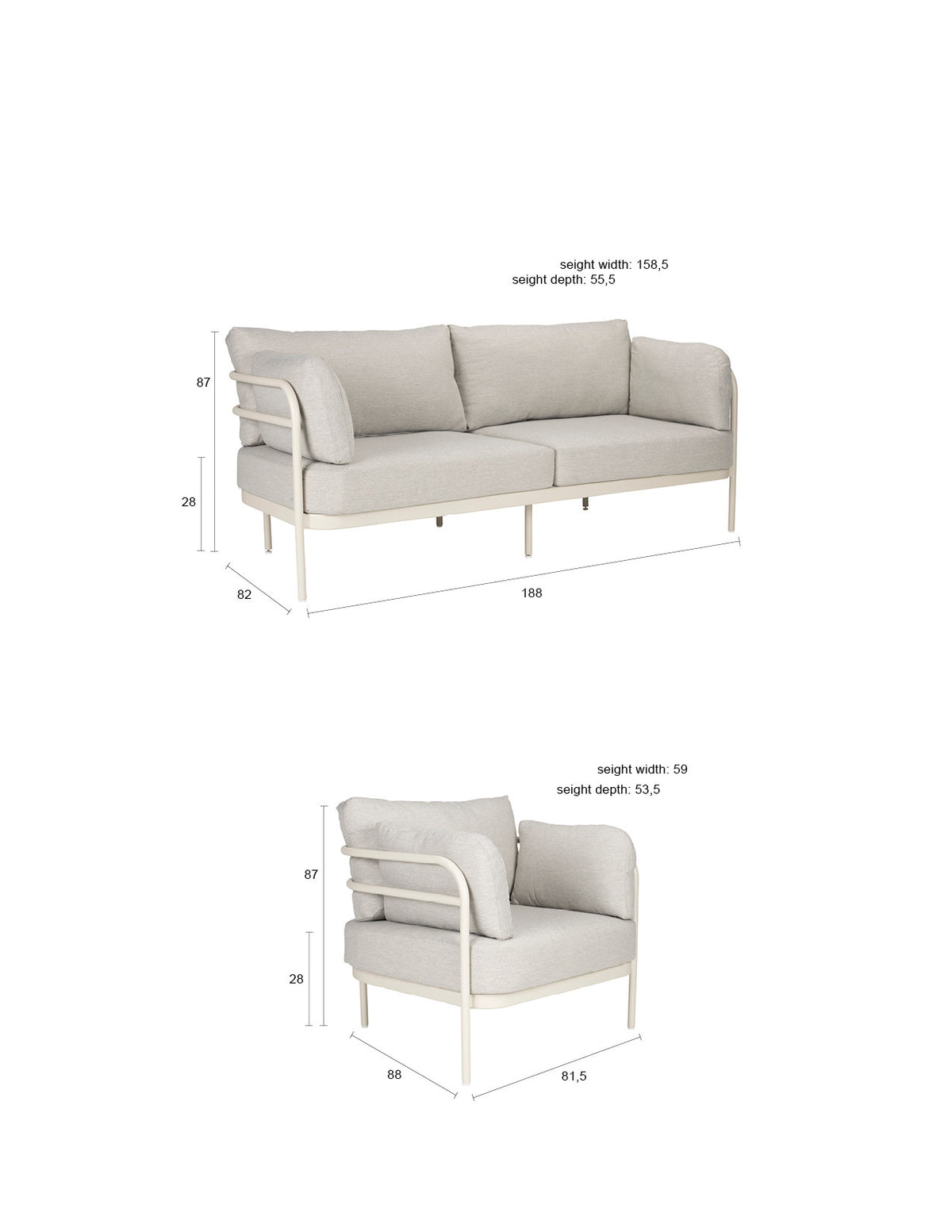 Vista Outdoor Set in beige präsentiert im Onlineshop von KAQTU Design AG. Loungeset ist von Zuiver