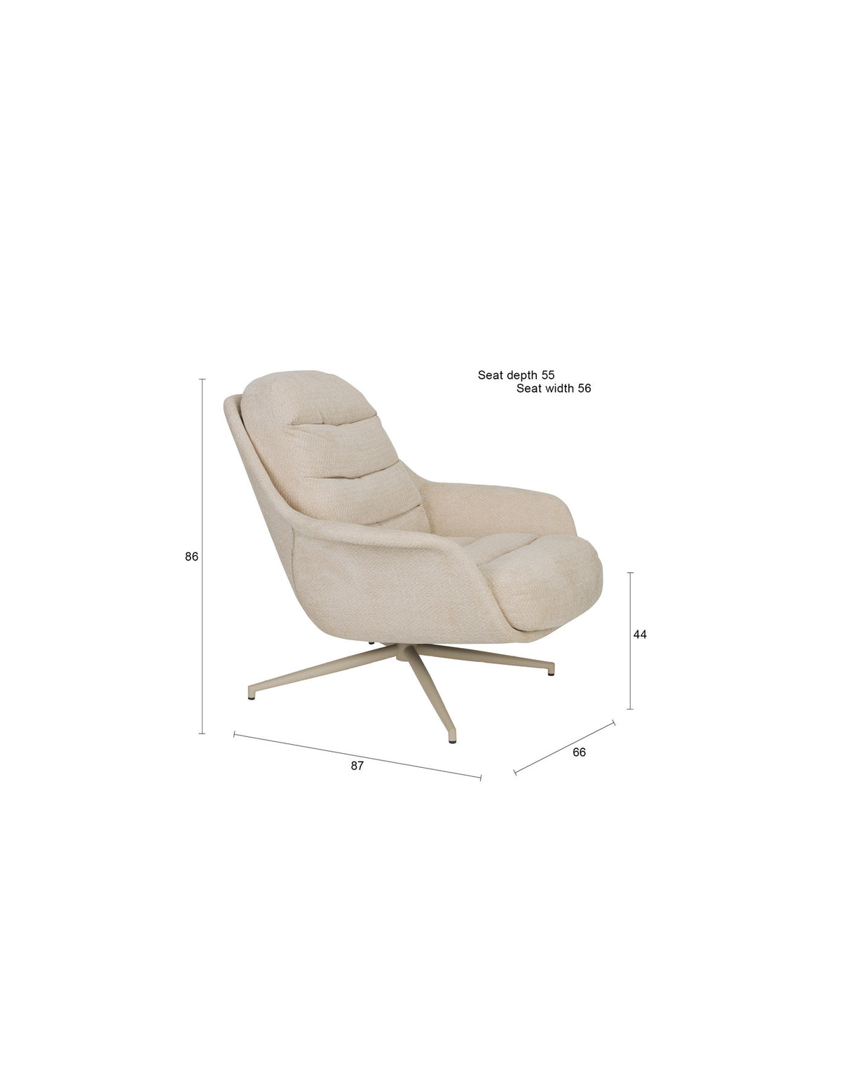 Loungesessel Philly in beige präsentiert im Onlineshop von KAQTU Design AG. Drehsessel ist von Zuiver