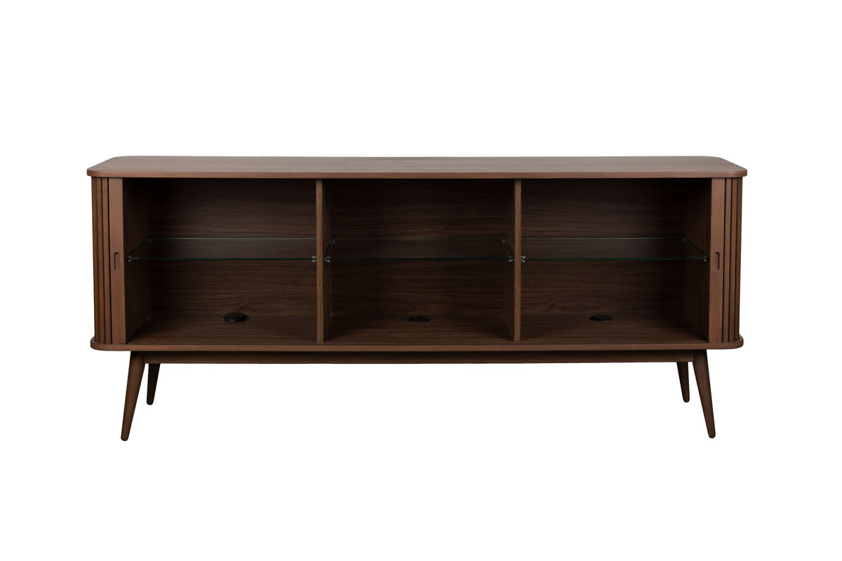 Sideboard Barbier von Zuiver mit Holzfurnier, Lamellen-Schiebetüren und Beinen