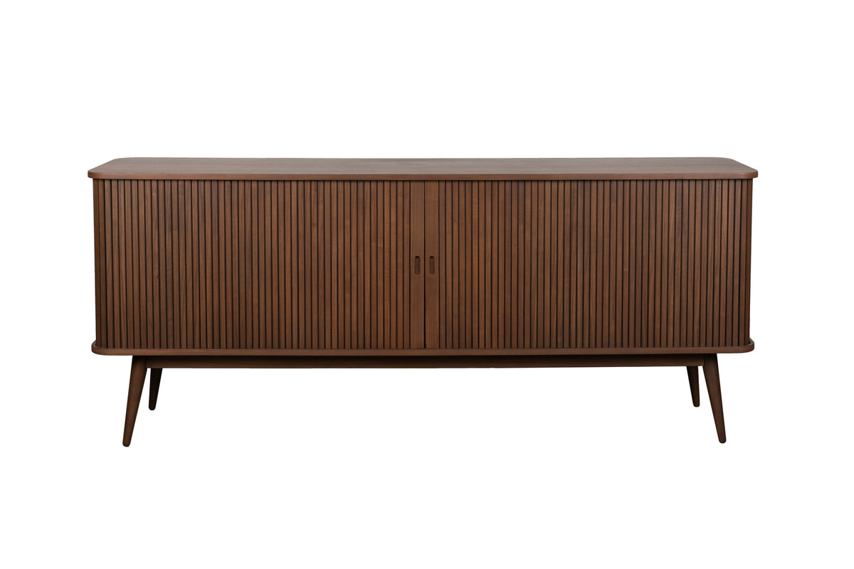 Sideboard Barbier von Zuiver mit Holzfurnier, Lamellen-Schiebetüren und Beinen