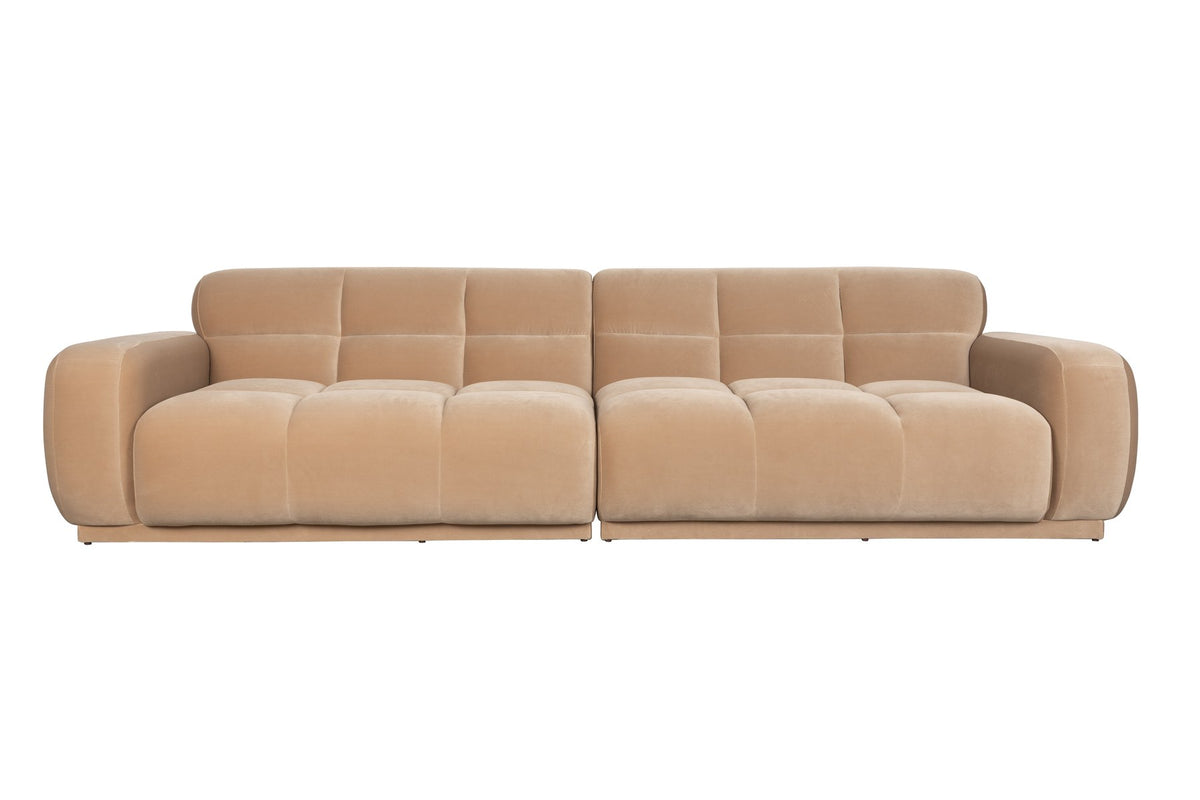 Beigefarbenes 5er Sofa Hazel von Zuiver mit gepolsterter Sitzfläche aus Polyester, Schaumstoffpolsterung und grosszügiger Sitzfläche.