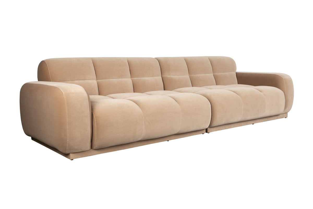 Beigefarbenes 5er Sofa Hazel von Zuiver mit gepolsterter Sitzfläche aus Polyester, Schaumstoffpolsterung und grosszügiger Sitzfläche.