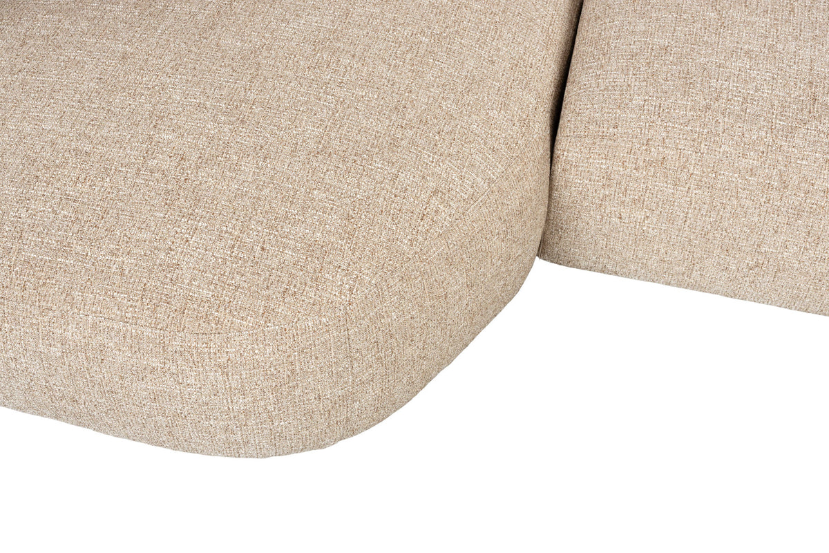 Hellbraunes L-Sofa Stones Lounge von Zuiver mit grob gewebtem Polyesterbezug und runden Formen
