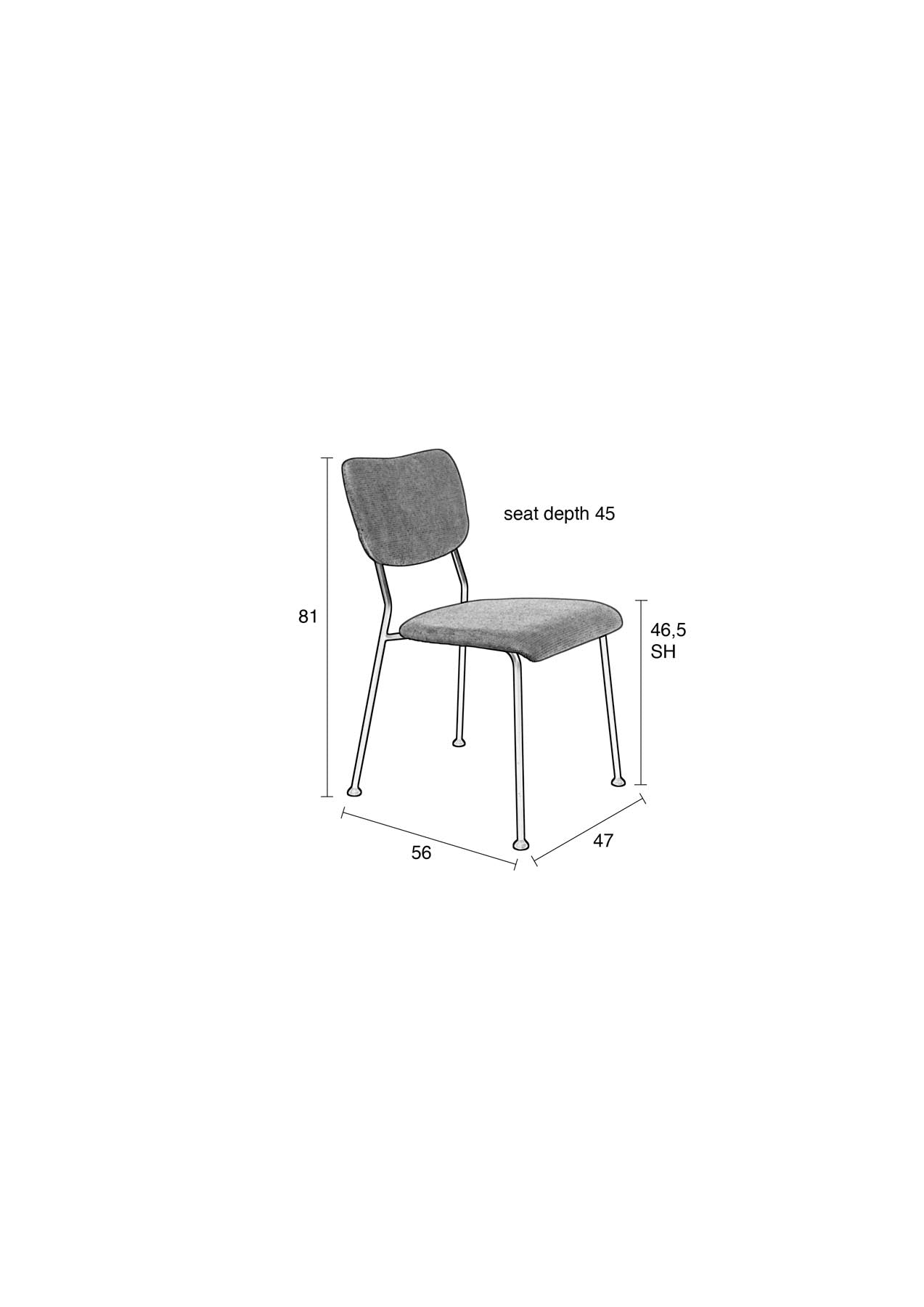 Stuhl Benson in Dunkelblau präsentiert im Onlineshop von KAQTU Design AG. Stuhl ist von Zuiver