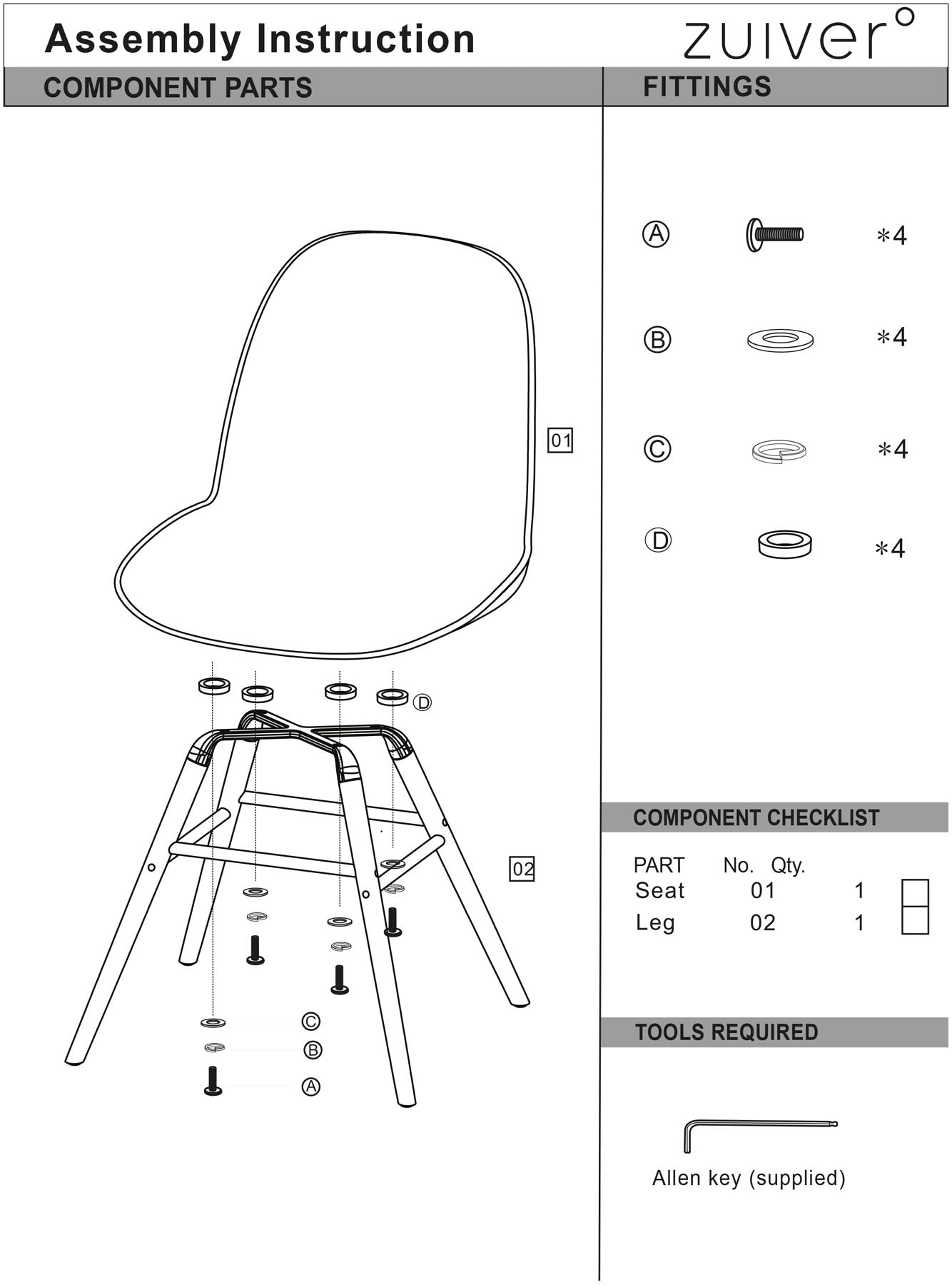 Stuhl Albert Kuip gepolstert in Hellgrau präsentiert im Onlineshop von KAQTU Design AG. Stuhl ist von Zuiver
