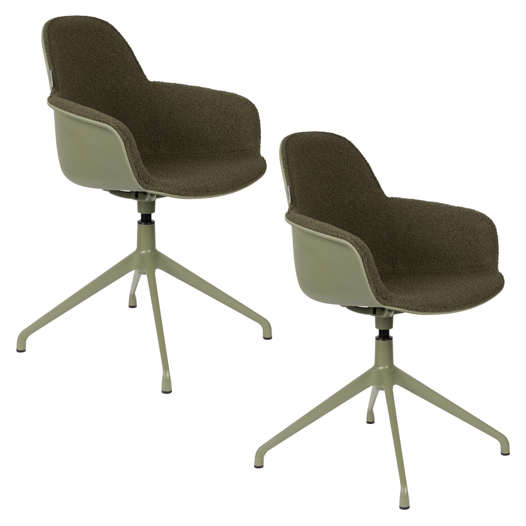 Armlehnstuhl Albert Kuip Swivel in Grün präsentiert im Onlineshop von KAQTU Design AG. Dreh-Schalenstuhl mit Armlehnen ist von Zuiver