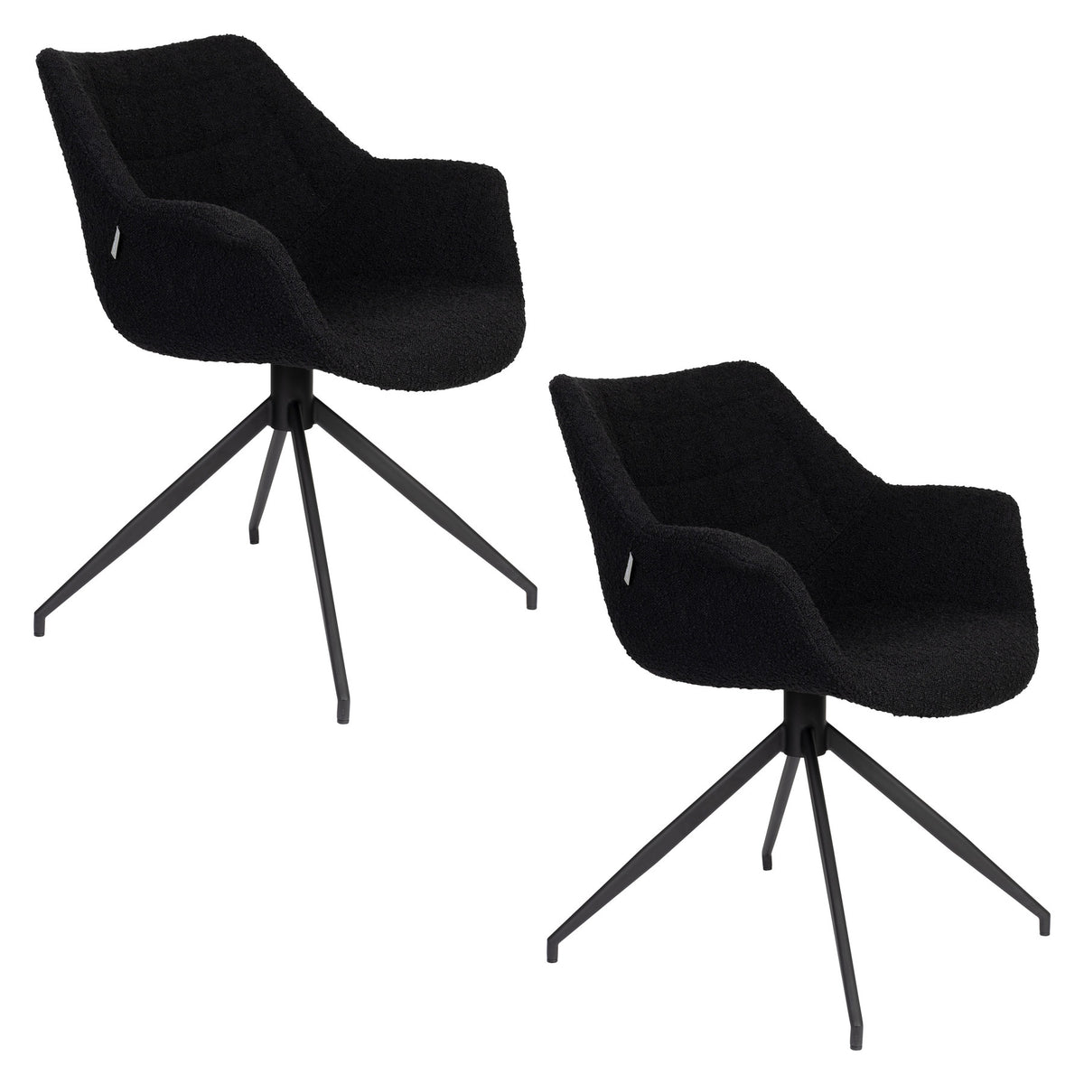 Armlehnstuhl Doulton Swivel in Schwarz präsentiert im Onlineshop von KAQTU Design AG. Dreh-Schalenstuhl mit Armlehnen ist von Zuiver