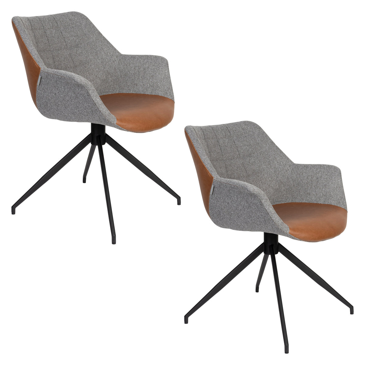 Armlehnstuhl Doulton Swivel in Vintage Brown präsentiert im Onlineshop von KAQTU Design AG. Dreh-Schalenstuhl mit Armlehnen ist von Zuiver