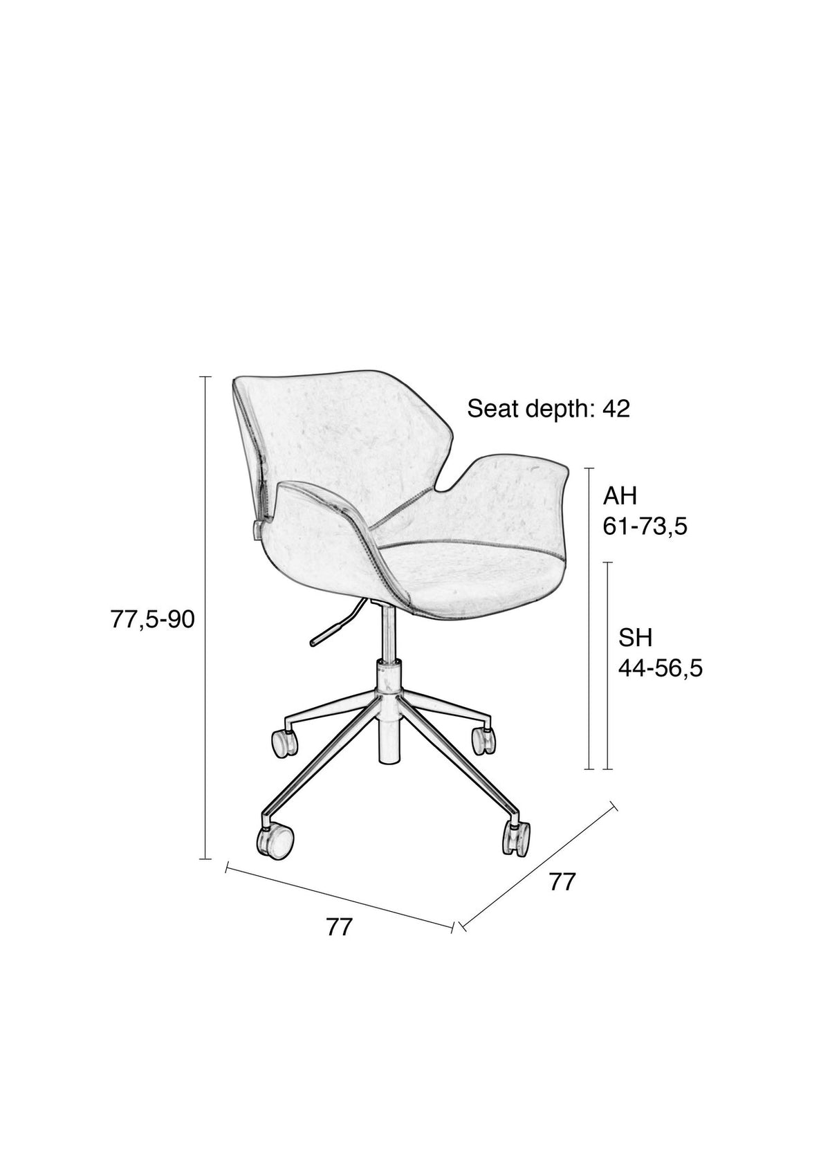 Bürostuhl Nikki in Braun präsentiert im Onlineshop von KAQTU Design AG. Bürostuhl ist von Zuiver