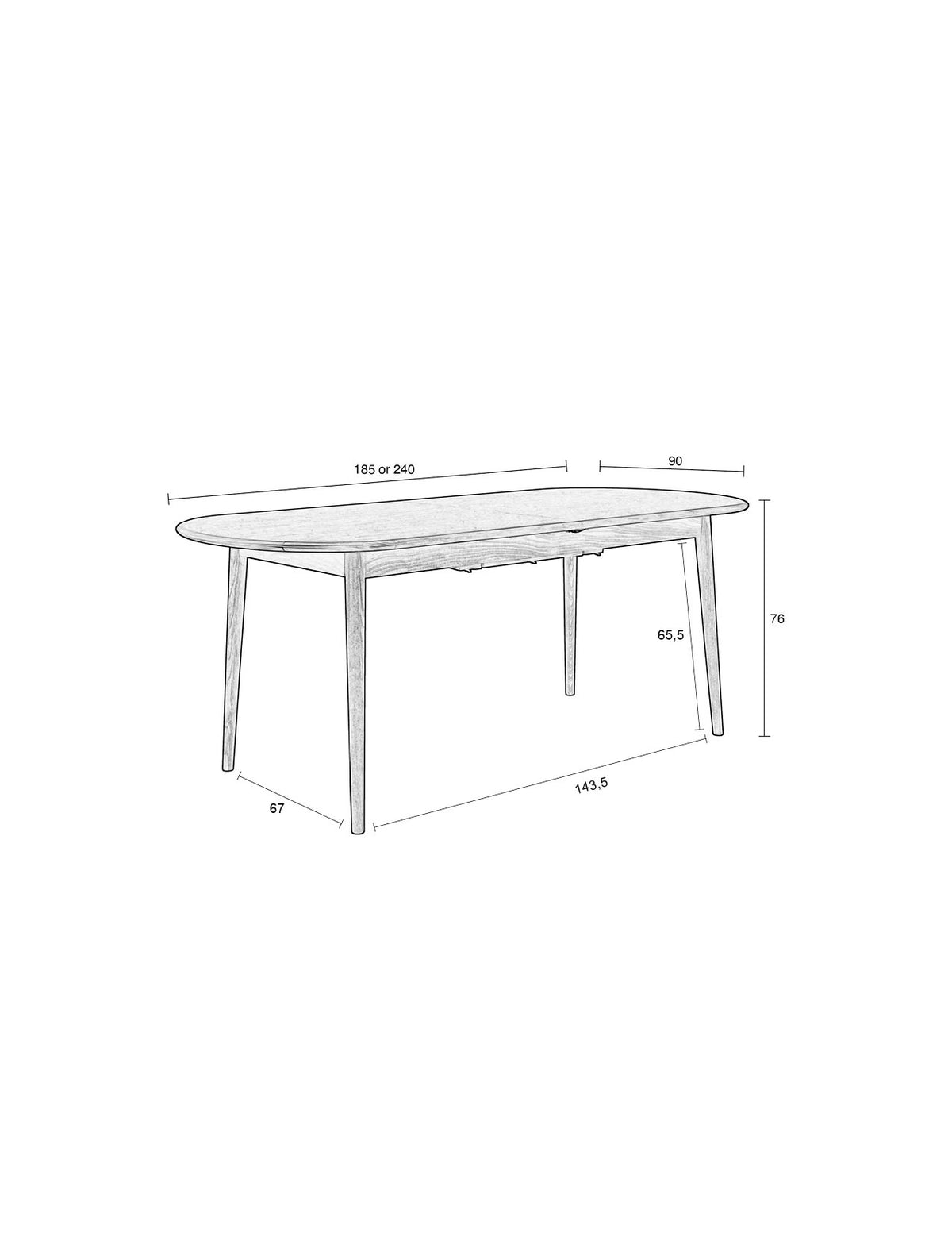 Twist Tisch Walnuss 180/240x90 in Braun präsentiert im Onlineshop von KAQTU Design AG. Esstisch ist von Zuiver