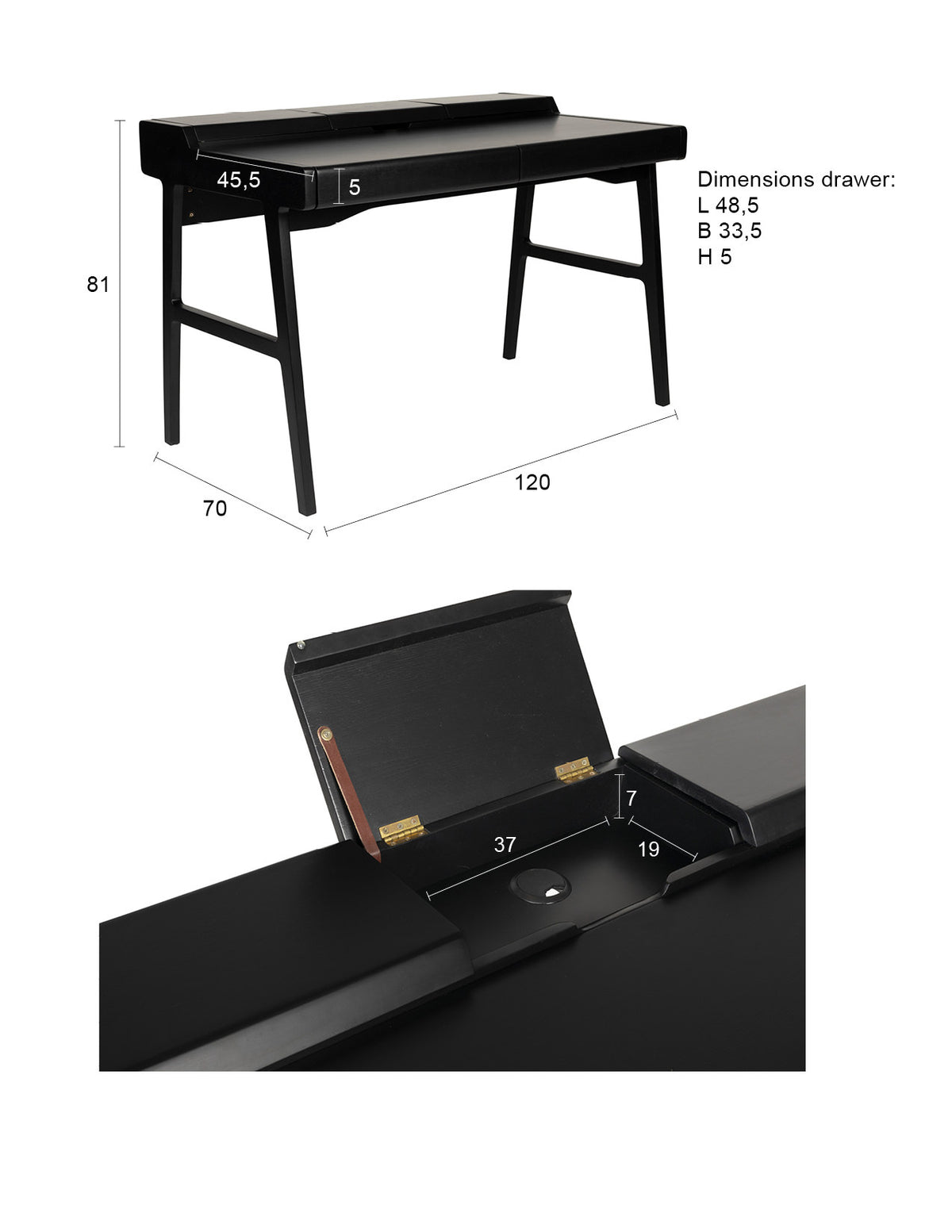 Schreibtisch Kaat in Natur präsentiert im Onlineshop von KAQTU Design AG. Schreibtisch ist von Zuiver
