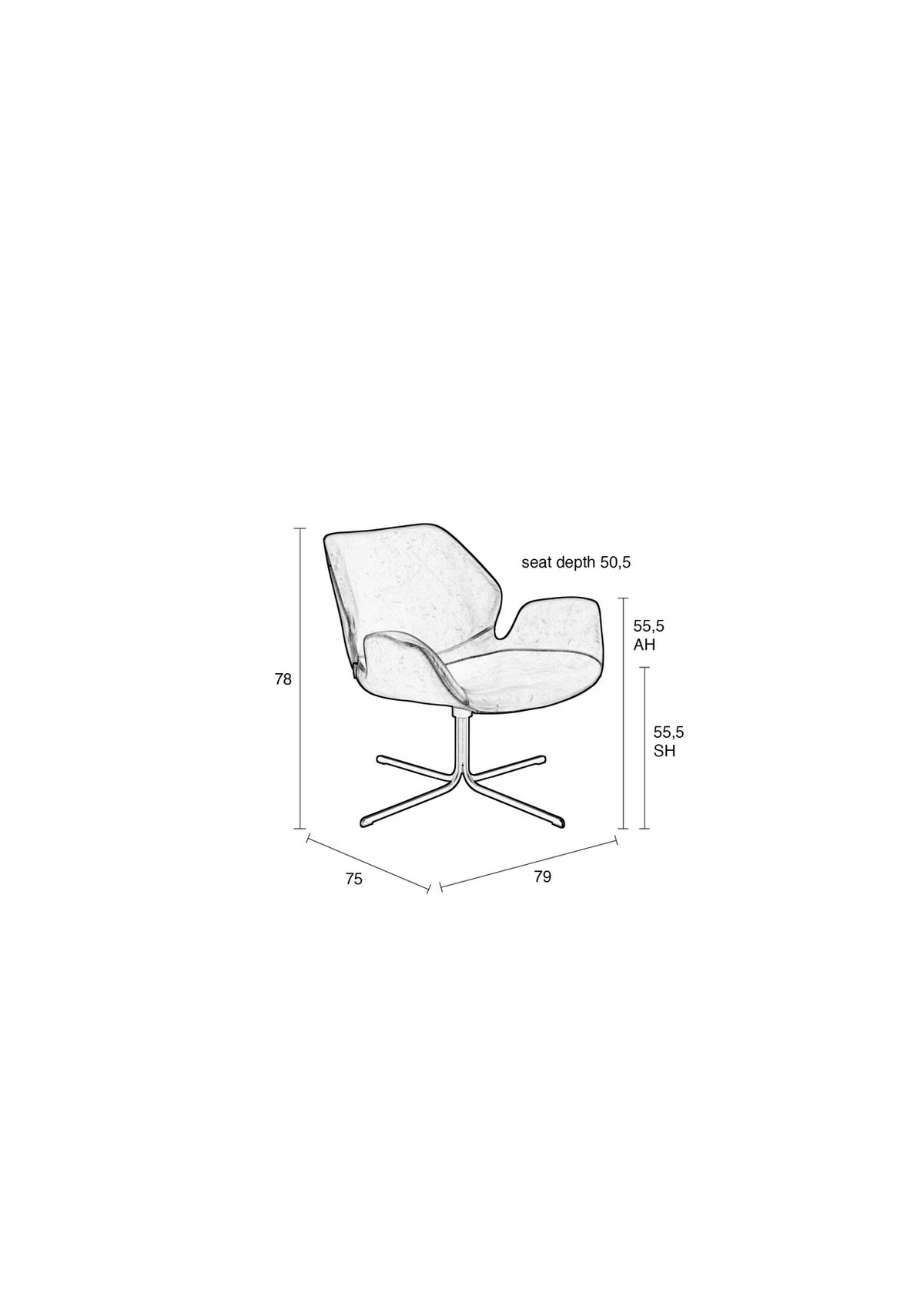 Lounge Sessel Nikki in Braun präsentiert im Onlineshop von KAQTU Design AG. Sessel mit Armlehnen ist von Zuiver