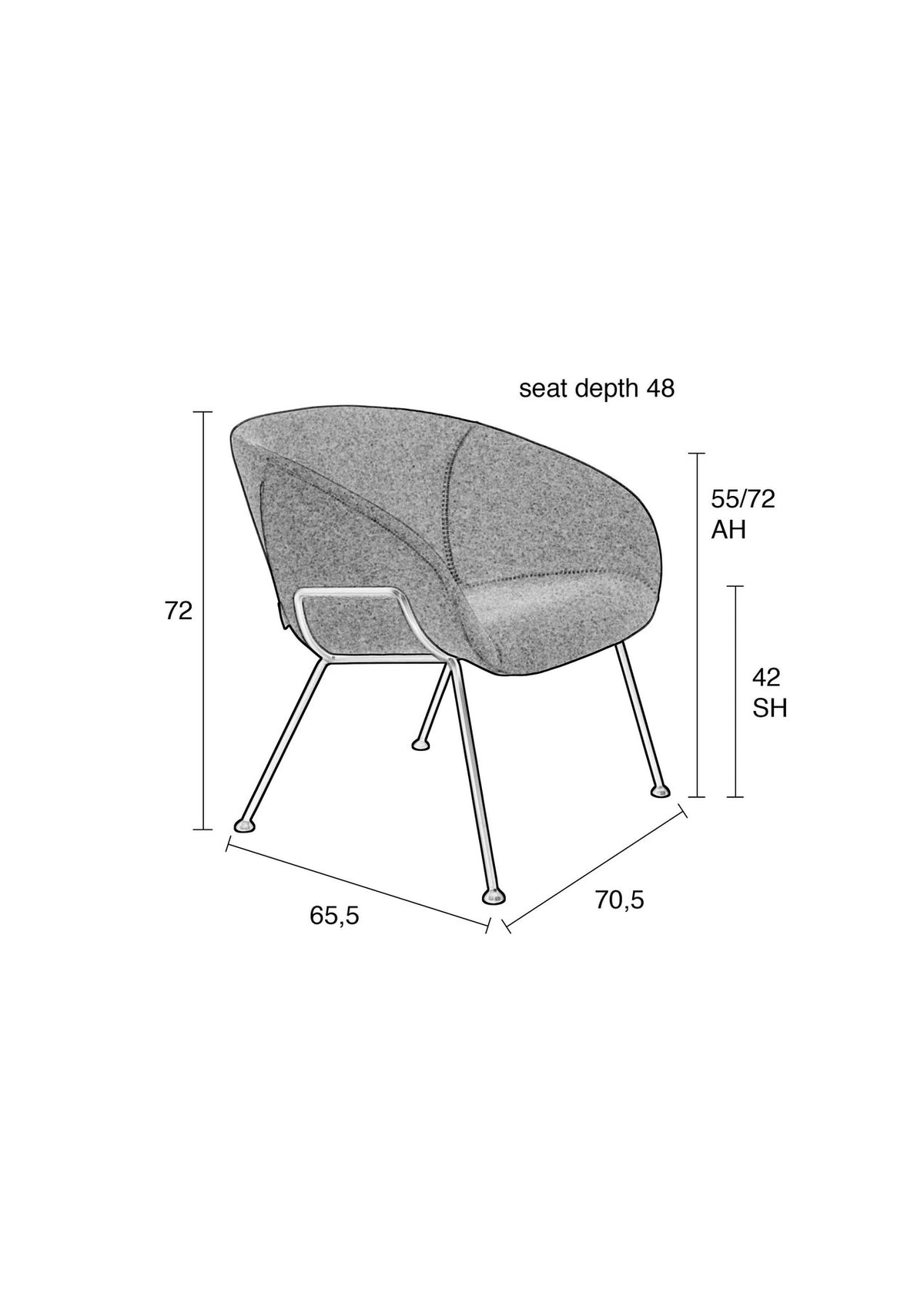 Lounge Sessel Feston in Braun präsentiert im Onlineshop von KAQTU Design AG. Sessel mit Armlehnen ist von Zuiver