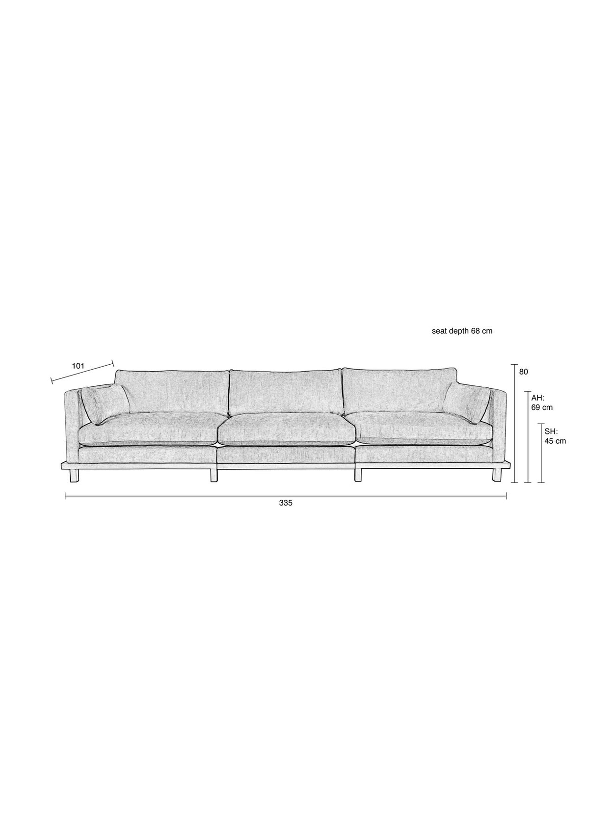 Sofa Blossom 4.5-Sitzer in Creme präsentiert im Onlineshop von KAQTU Design AG. 4er Sofa ist von Zuiver