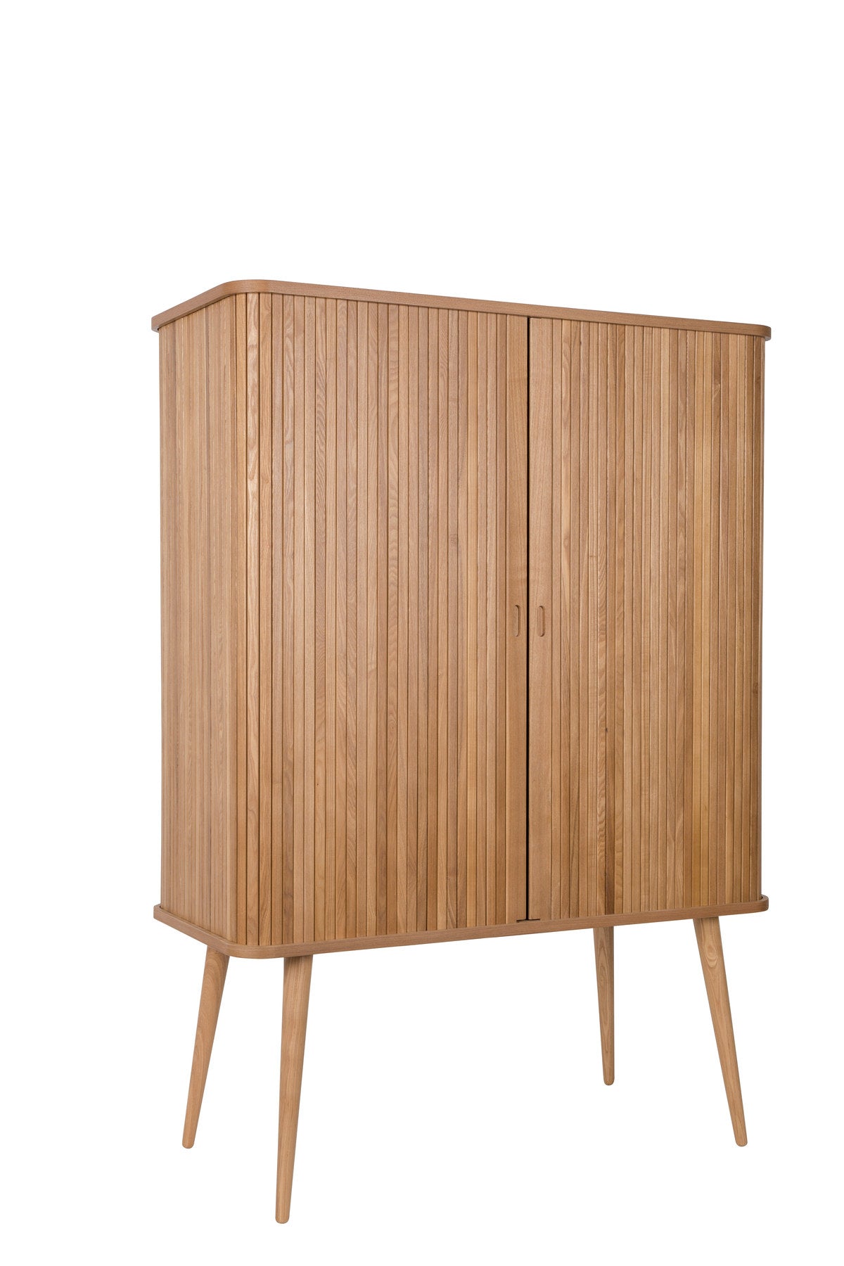 Sideboard Barbier von Zuiver mit Holzfurnier, Lamellen-Schiebetüren und Beinen