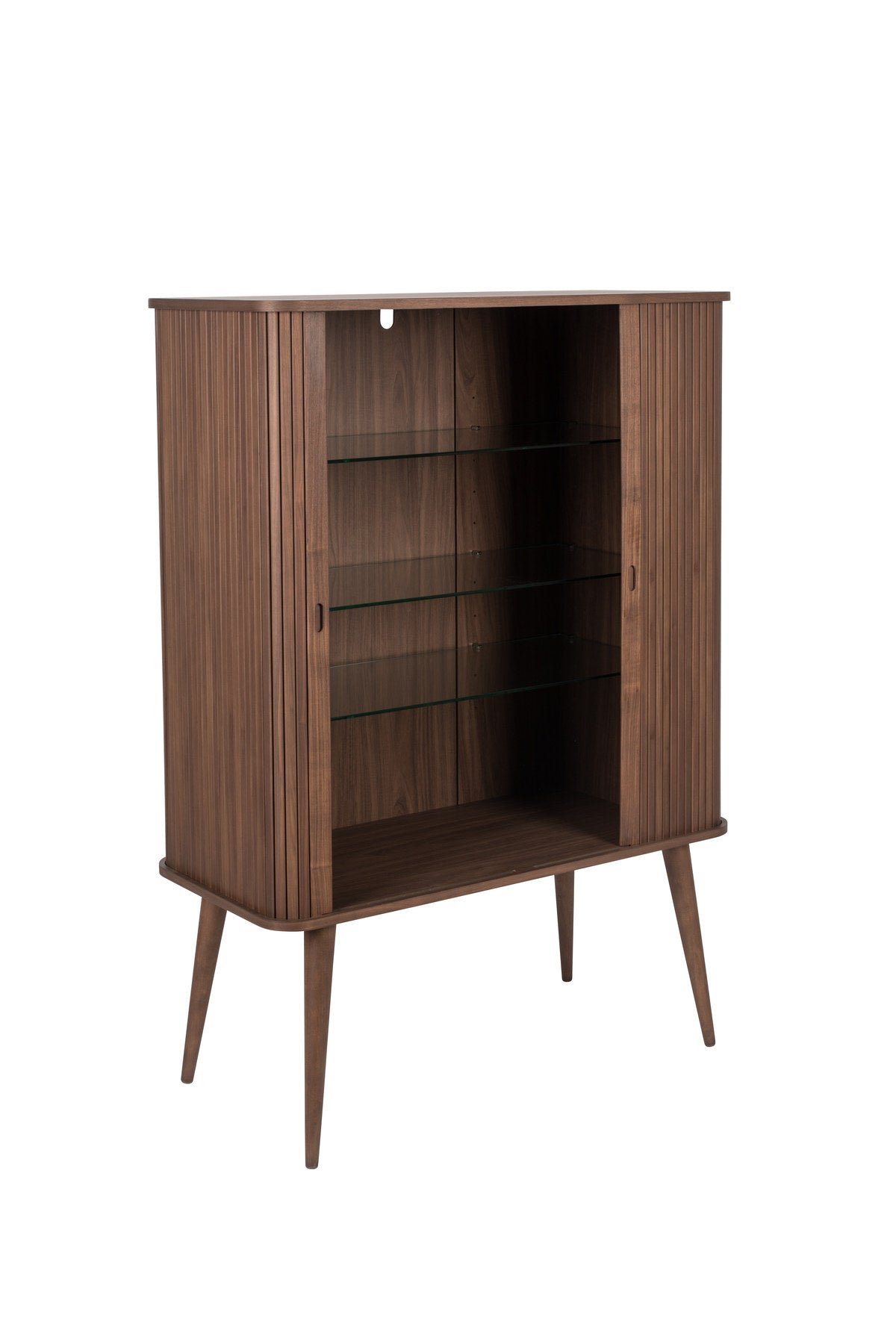 Sideboard Barbier von Zuiver mit Holzfurnier, Lamellen-Schiebetüren und Beinen