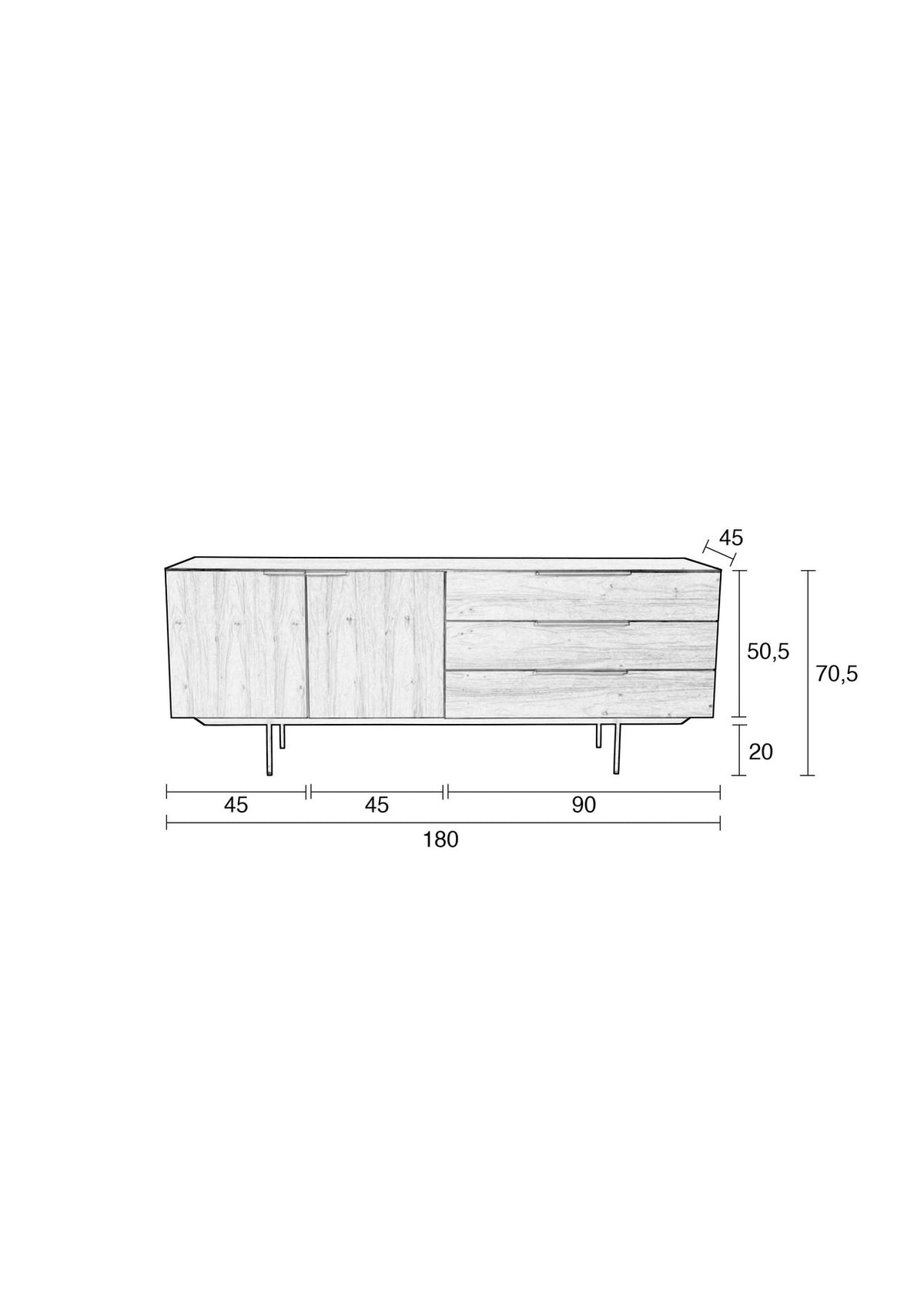 Sideboard Travis in Walnuss präsentiert im Onlineshop von KAQTU Design AG. Sideboard ist von Zuiver