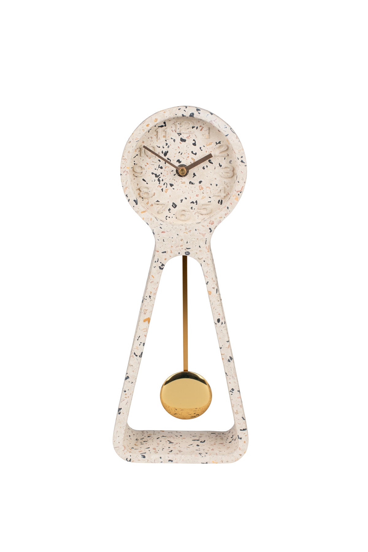 Wanduhr Time Pendulum mit Betongehäuse, Aluminiumzeigern und Pendel an der Wand