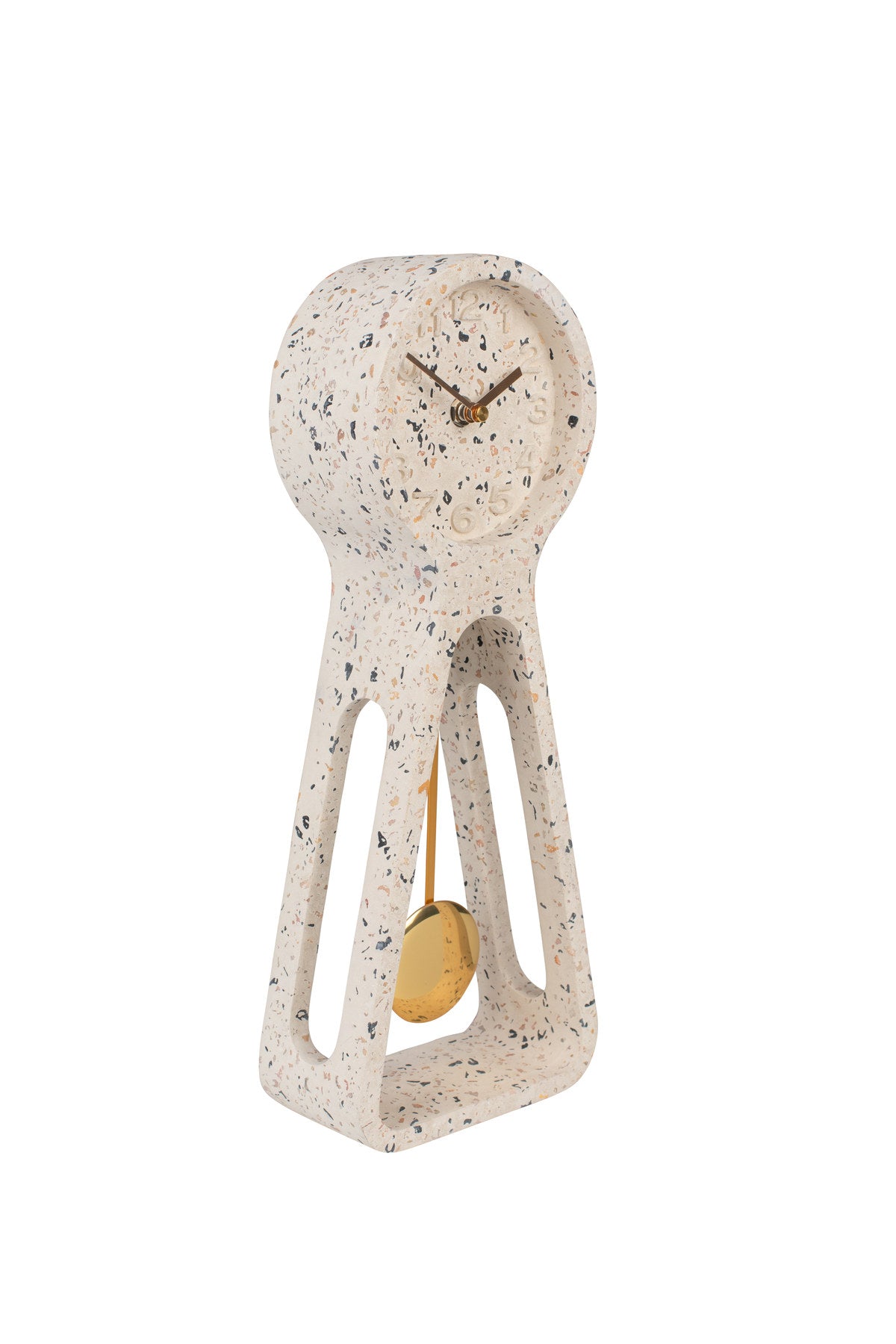 Wanduhr Time Pendulum mit Betongehäuse, Aluminiumzeigern und Pendel an der Wand