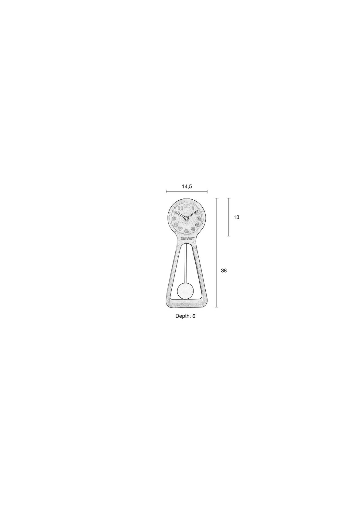 Wanduhr Time Pendulum mit Betongehäuse, Aluminiumzeigern und Pendel an der Wand