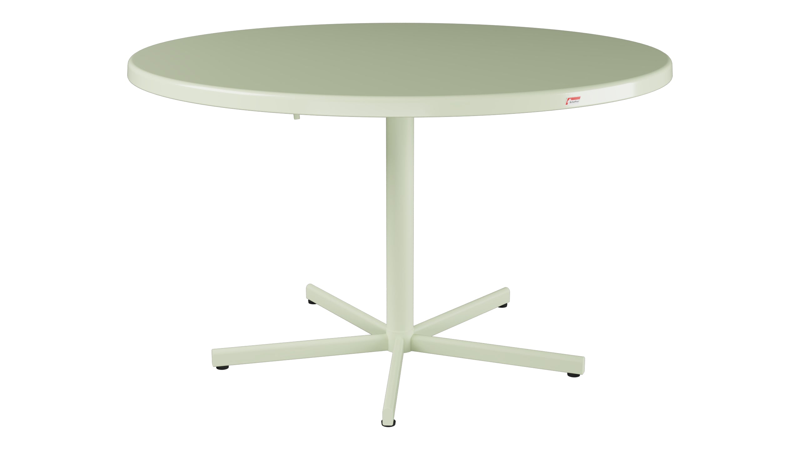 Bodensee Glasfaser-Gartentisch ø120 klappbar in Pastellgrün präsentiert im Onlineshop von KAQTU Design AG. Gartentisch ist von Schaffner