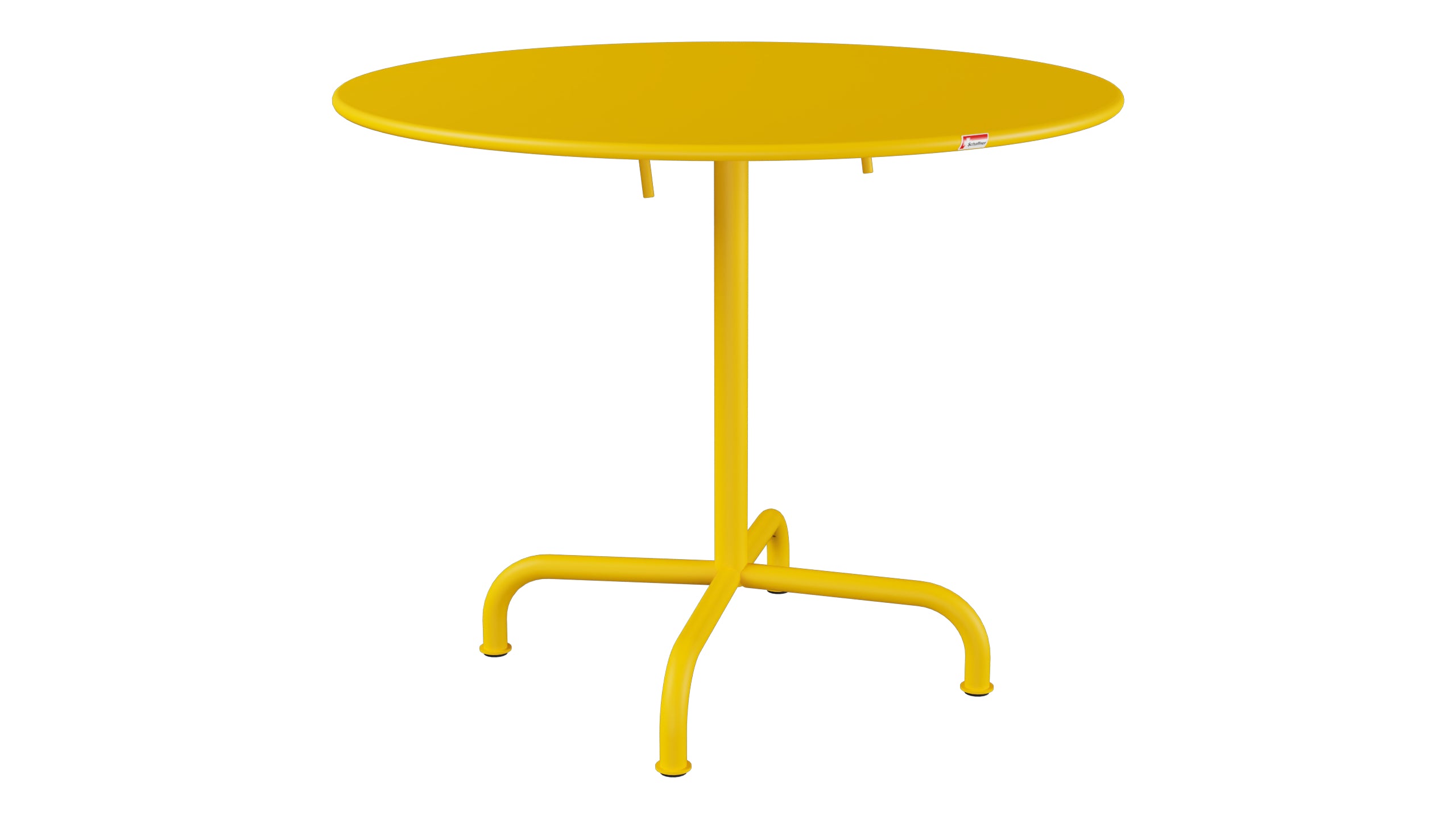 Rigi Metall-Gartentisch ø90 klappbar in Gelb präsentiert im Onlineshop von KAQTU Design AG. Gartentisch ist von Schaffner