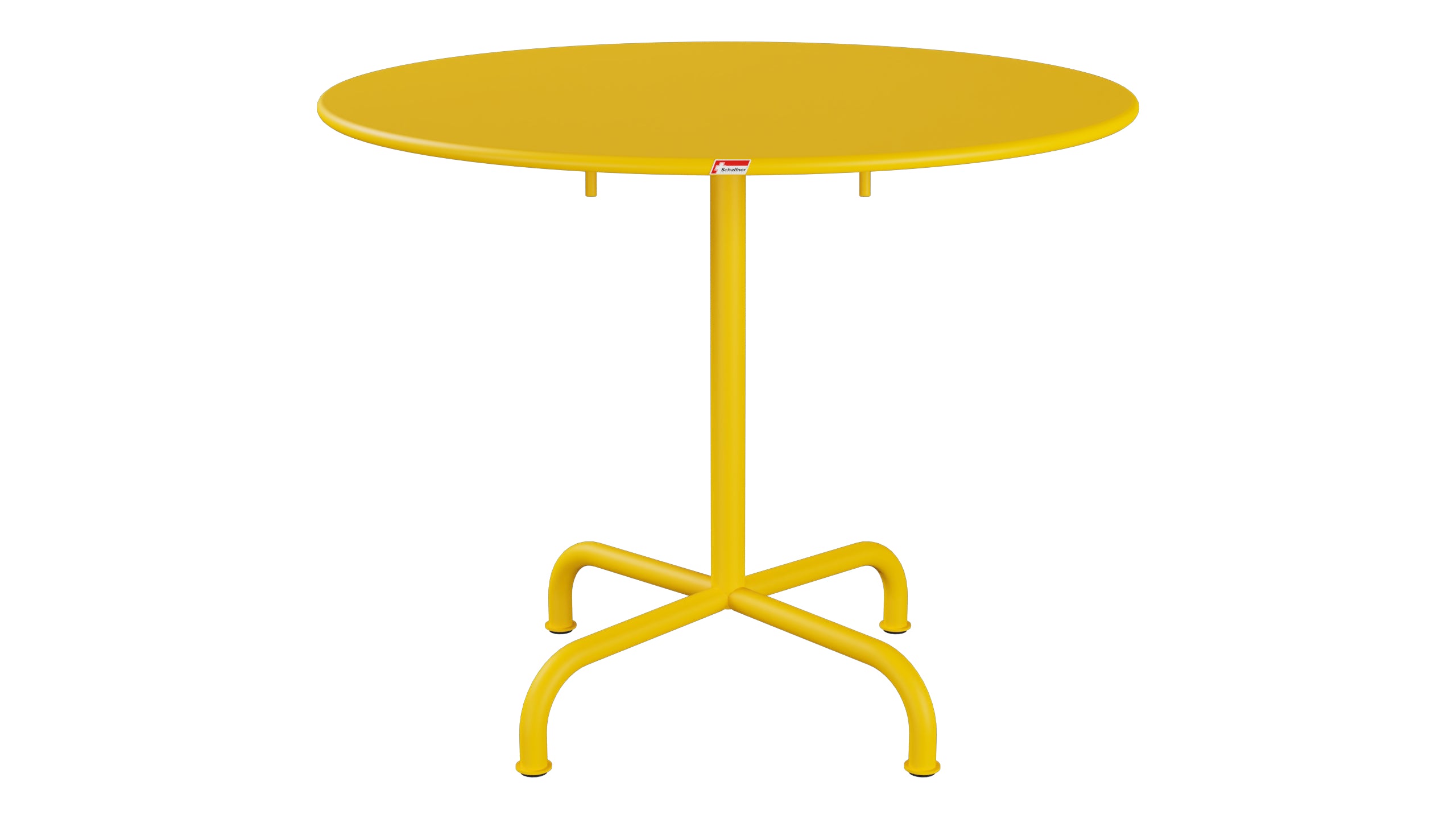 Rigi Metall-Gartentisch ø90 klappbar in Gelb präsentiert im Onlineshop von KAQTU Design AG. Gartentisch ist von Schaffner