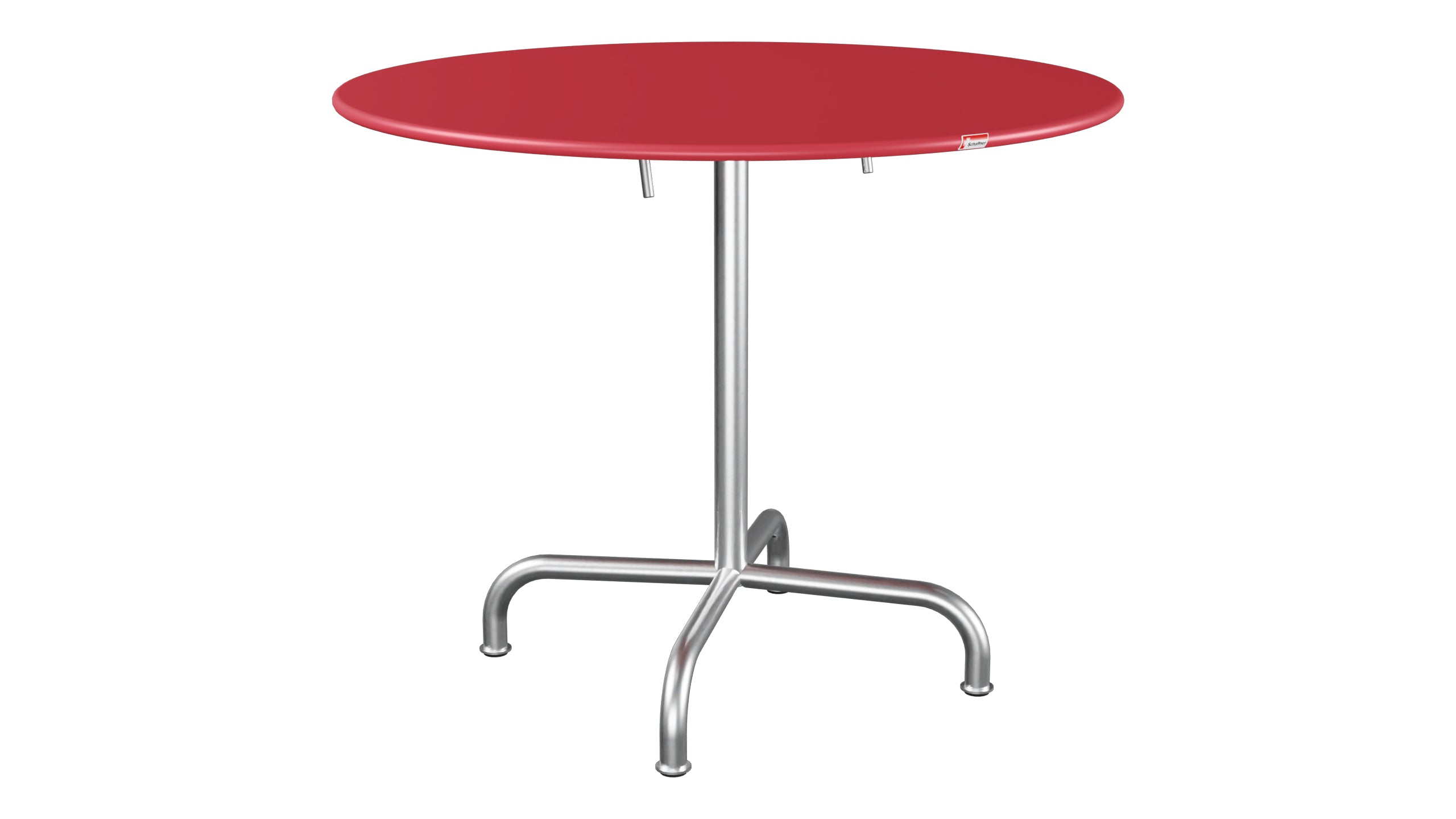 Rigi Metall-Gartentisch ø90 klappbar in Ahornrot präsentiert im Onlineshop von KAQTU Design AG. Gartentisch ist von Schaffner