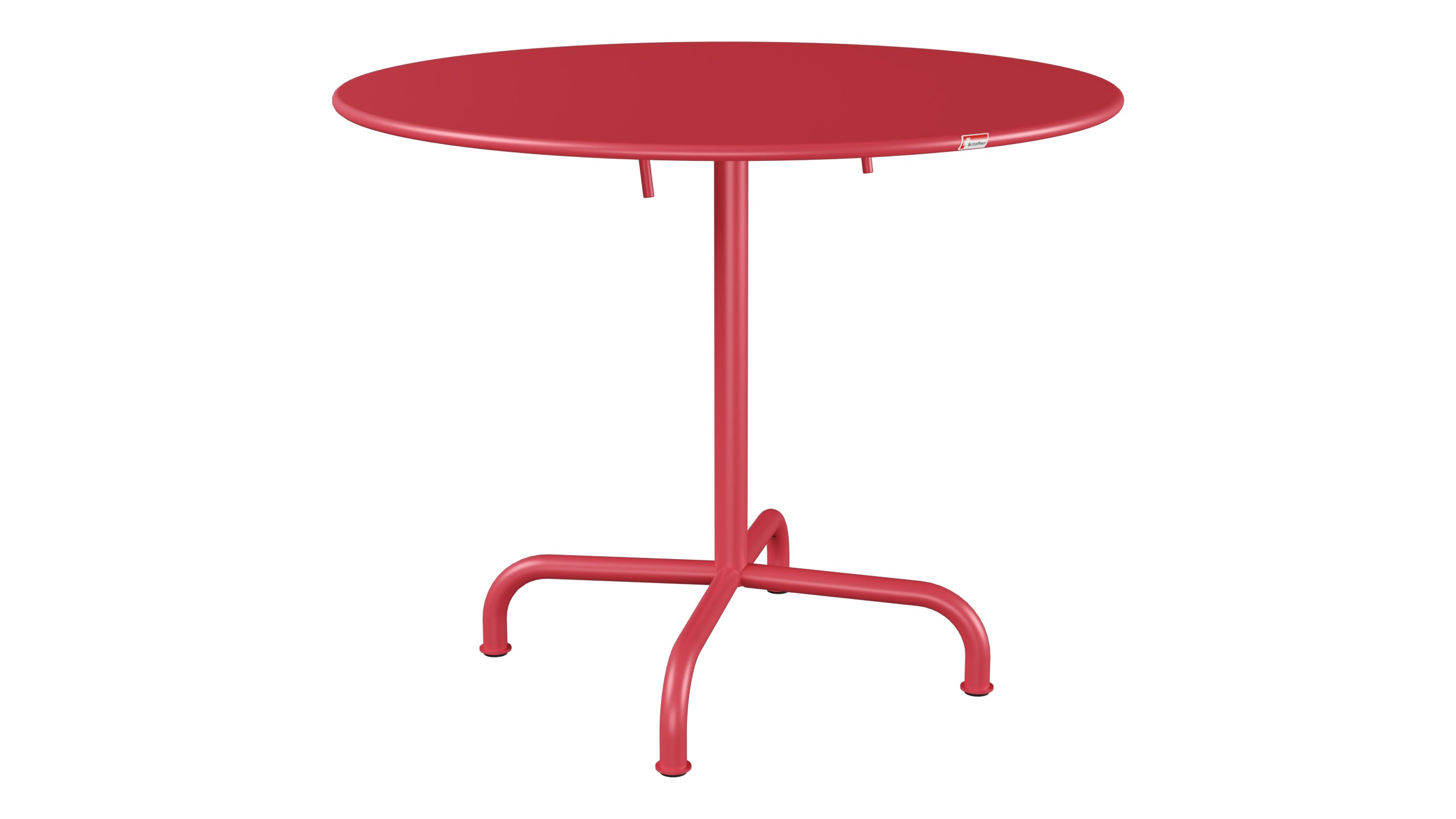 Rigi Metall-Gartentisch ø90 klappbar in Ahornrot präsentiert im Onlineshop von KAQTU Design AG. Gartentisch ist von Schaffner