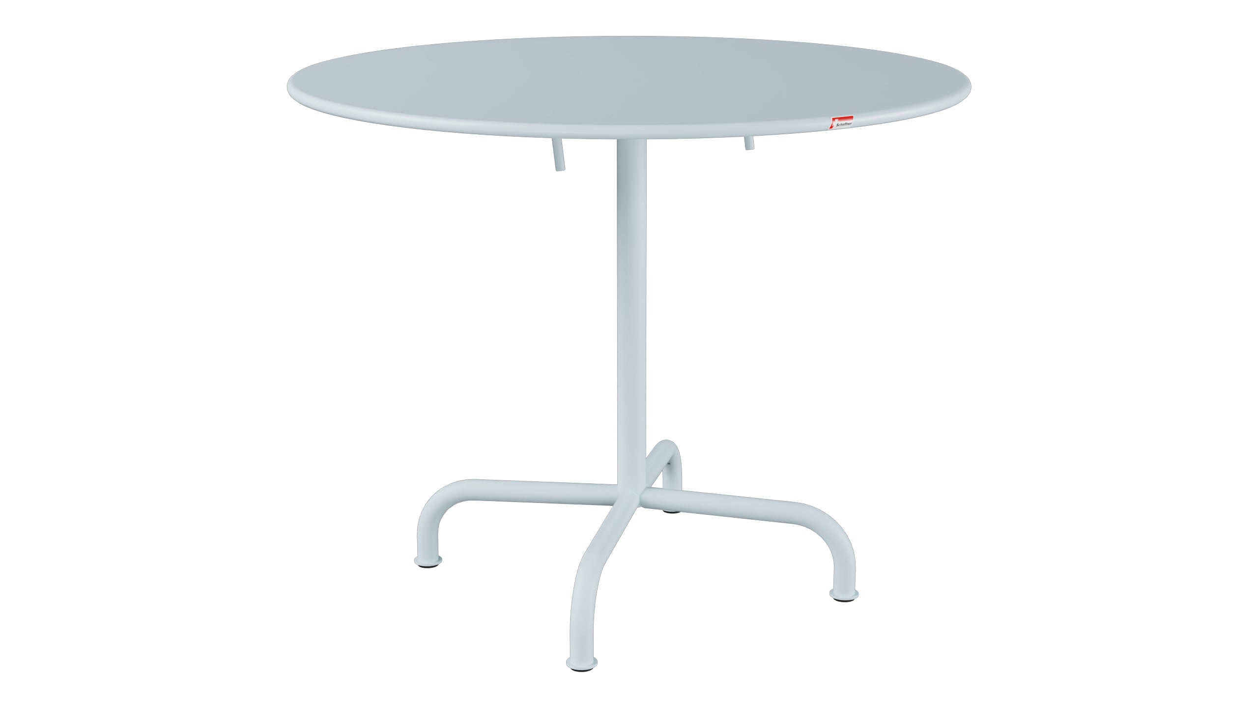 Rigi Metall-Gartentisch ø90 klappbar in Pastellblau präsentiert im Onlineshop von KAQTU Design AG. Gartentisch ist von Schaffner