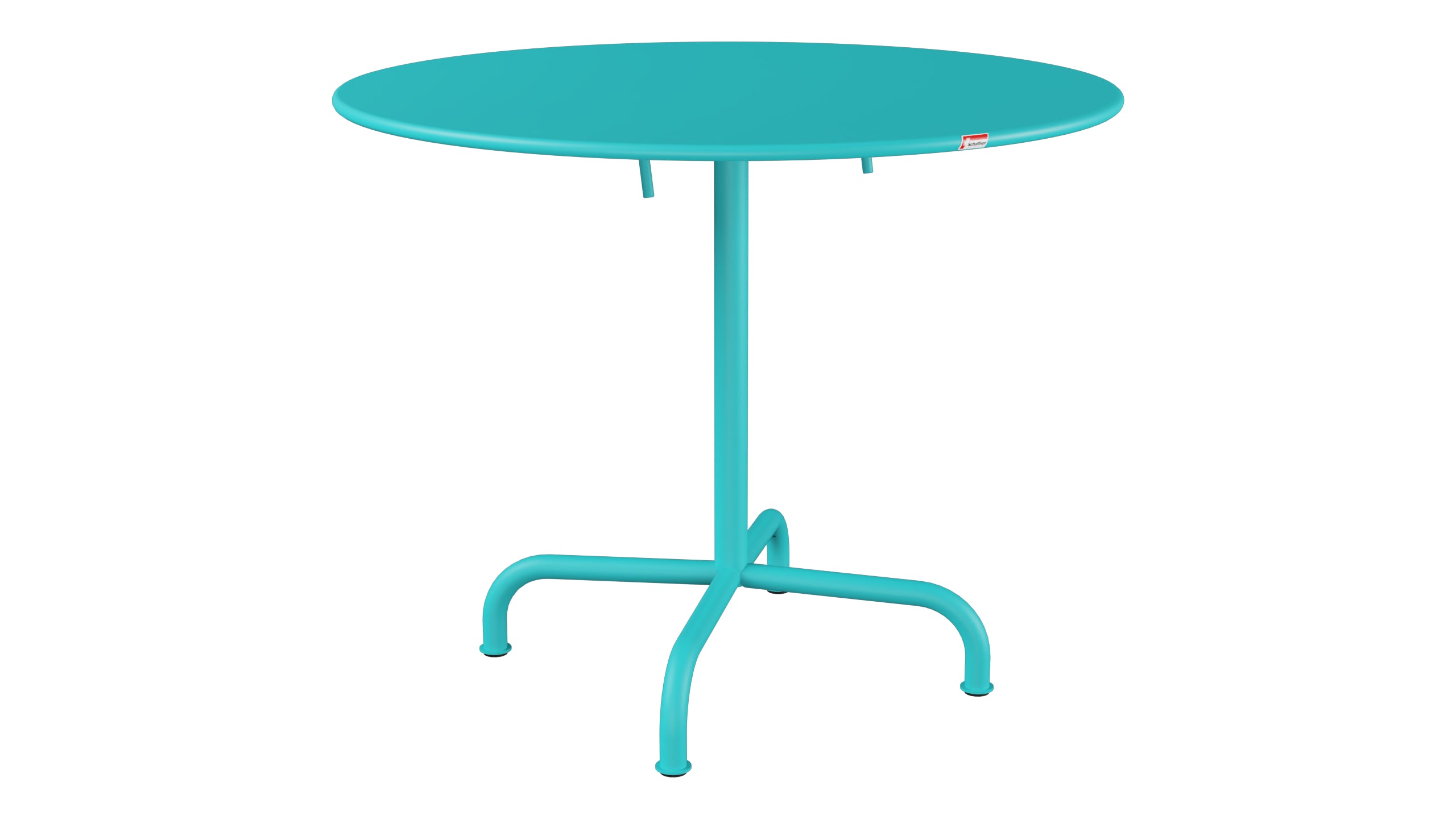 Rigi Metall-Gartentisch ø90 klappbar in Türkis präsentiert im Onlineshop von KAQTU Design AG. Gartentisch ist von Schaffner