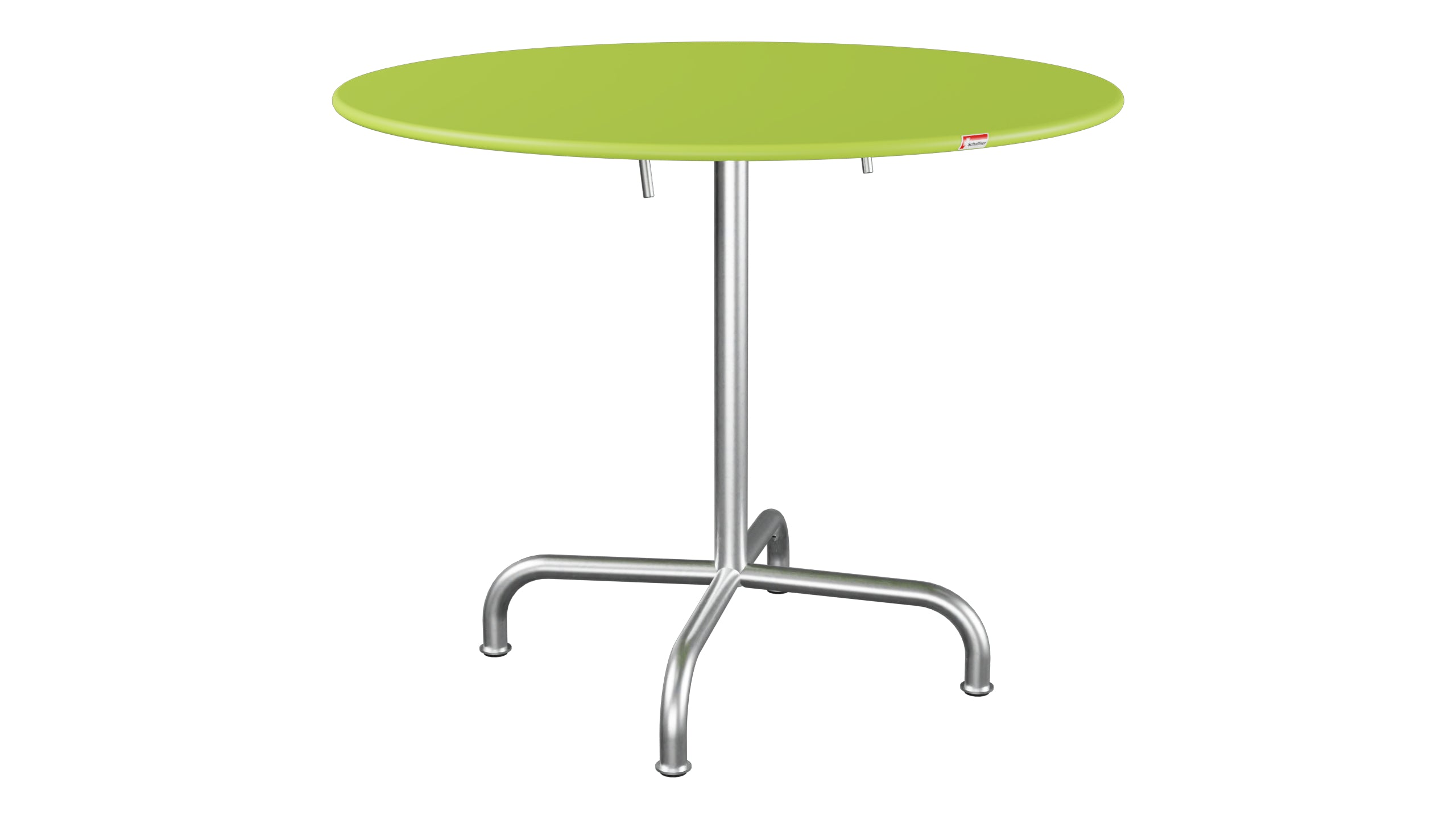 Rigi Metall-Gartentisch ø90 klappbar in Hellgrün präsentiert im Onlineshop von KAQTU Design AG. Gartentisch ist von Schaffner