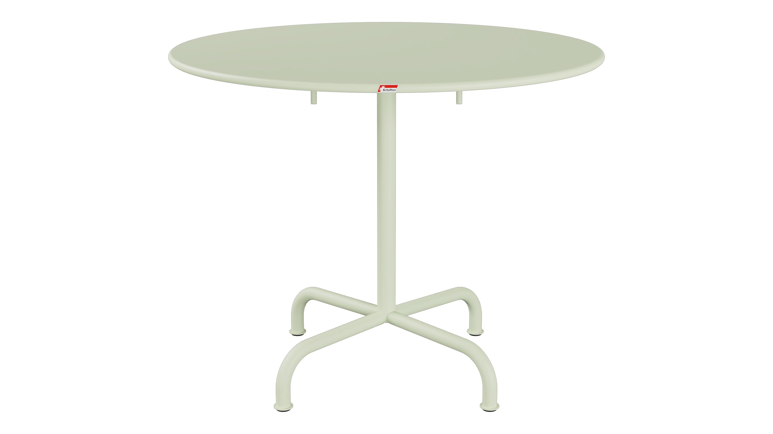 Rigi Metall-Gartentisch ø90 klappbar in Pastellgrün präsentiert im Onlineshop von KAQTU Design AG. Gartentisch ist von Schaffner
