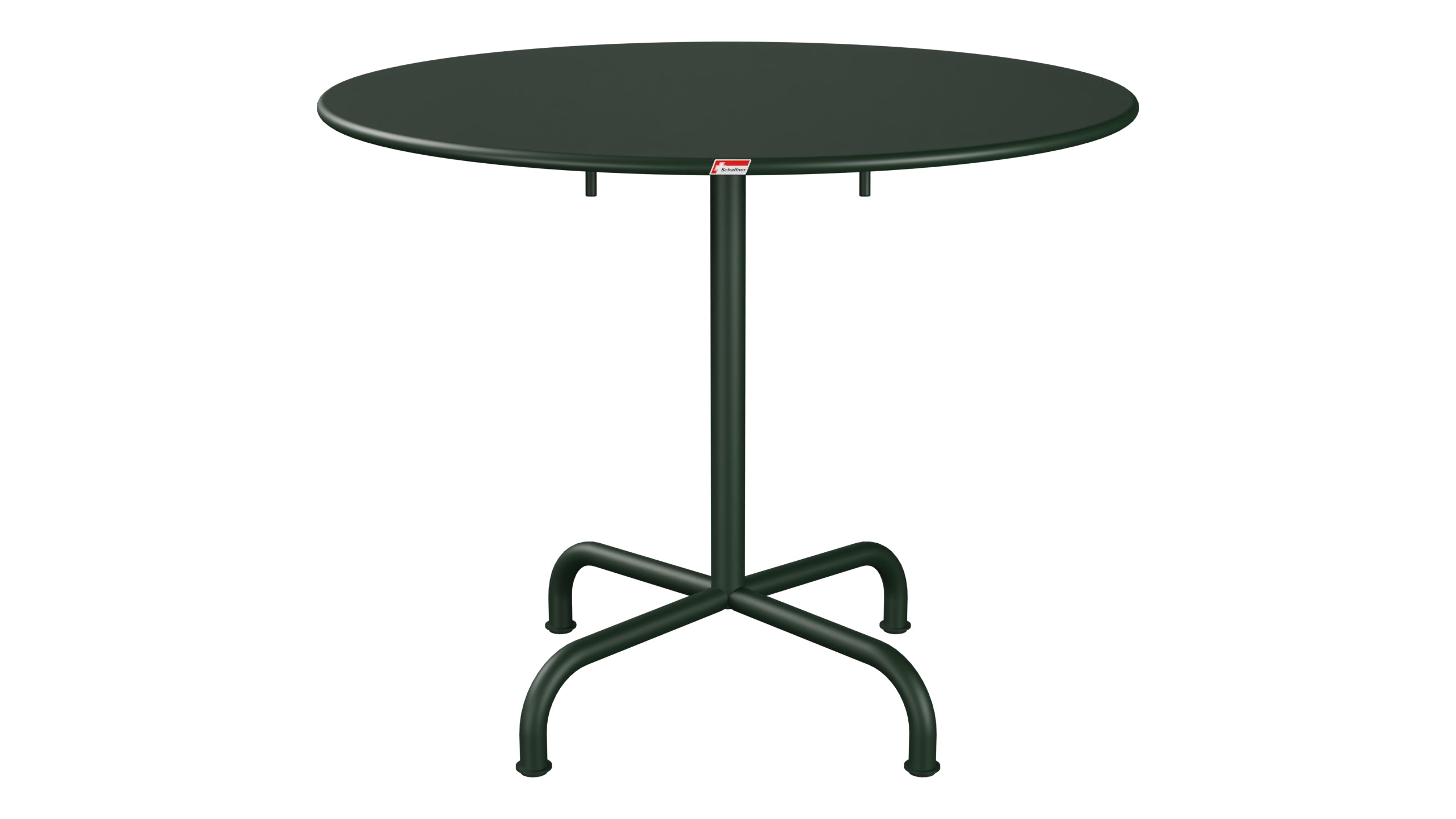 Rigi Metall-Gartentisch ø90 klappbar in Tannengrün präsentiert im Onlineshop von KAQTU Design AG. Gartentisch ist von Schaffner