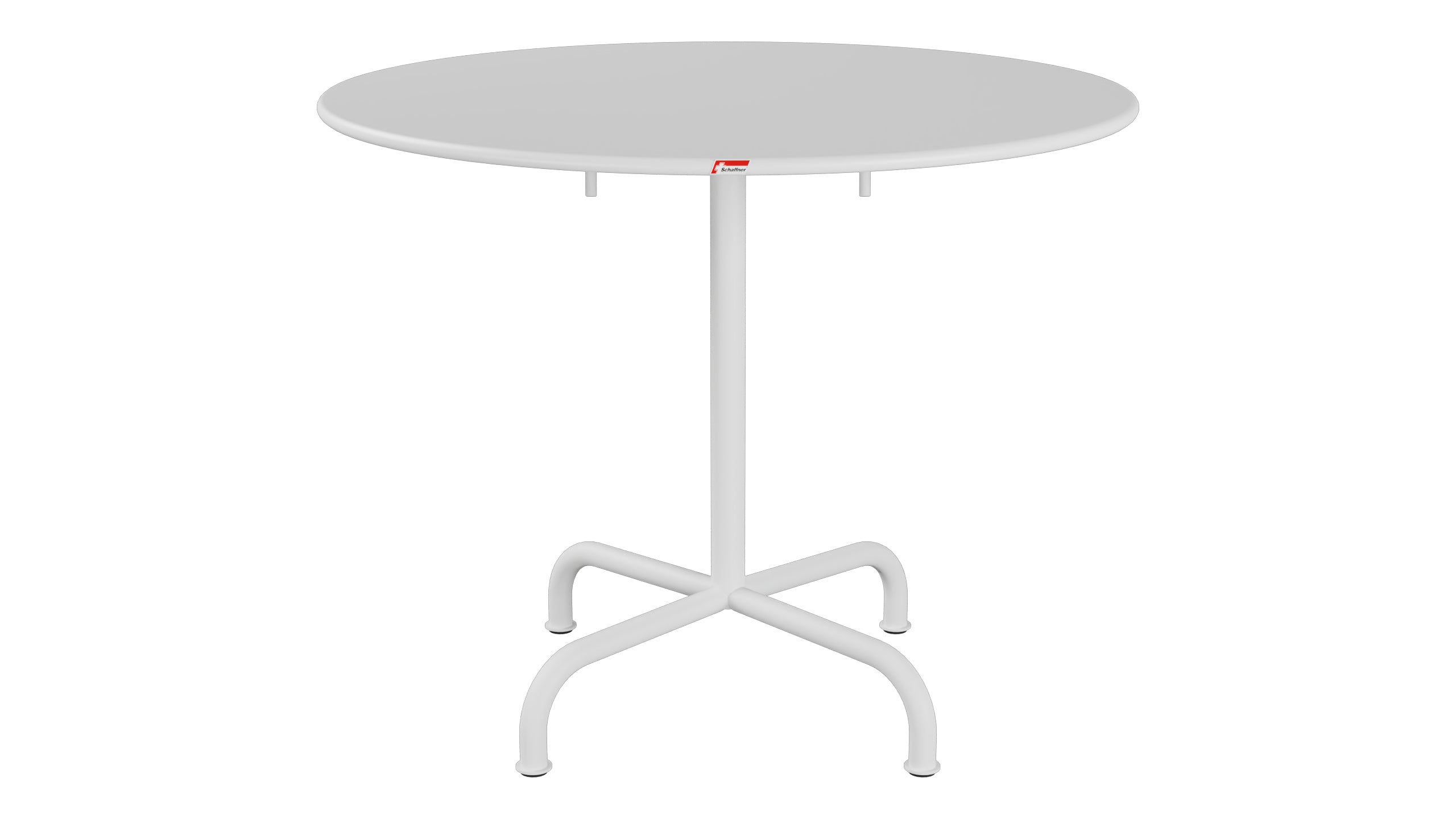Rigi Metall-Gartentisch ø90 klappbar in Weiss präsentiert im Onlineshop von KAQTU Design AG. Gartentisch ist von Schaffner