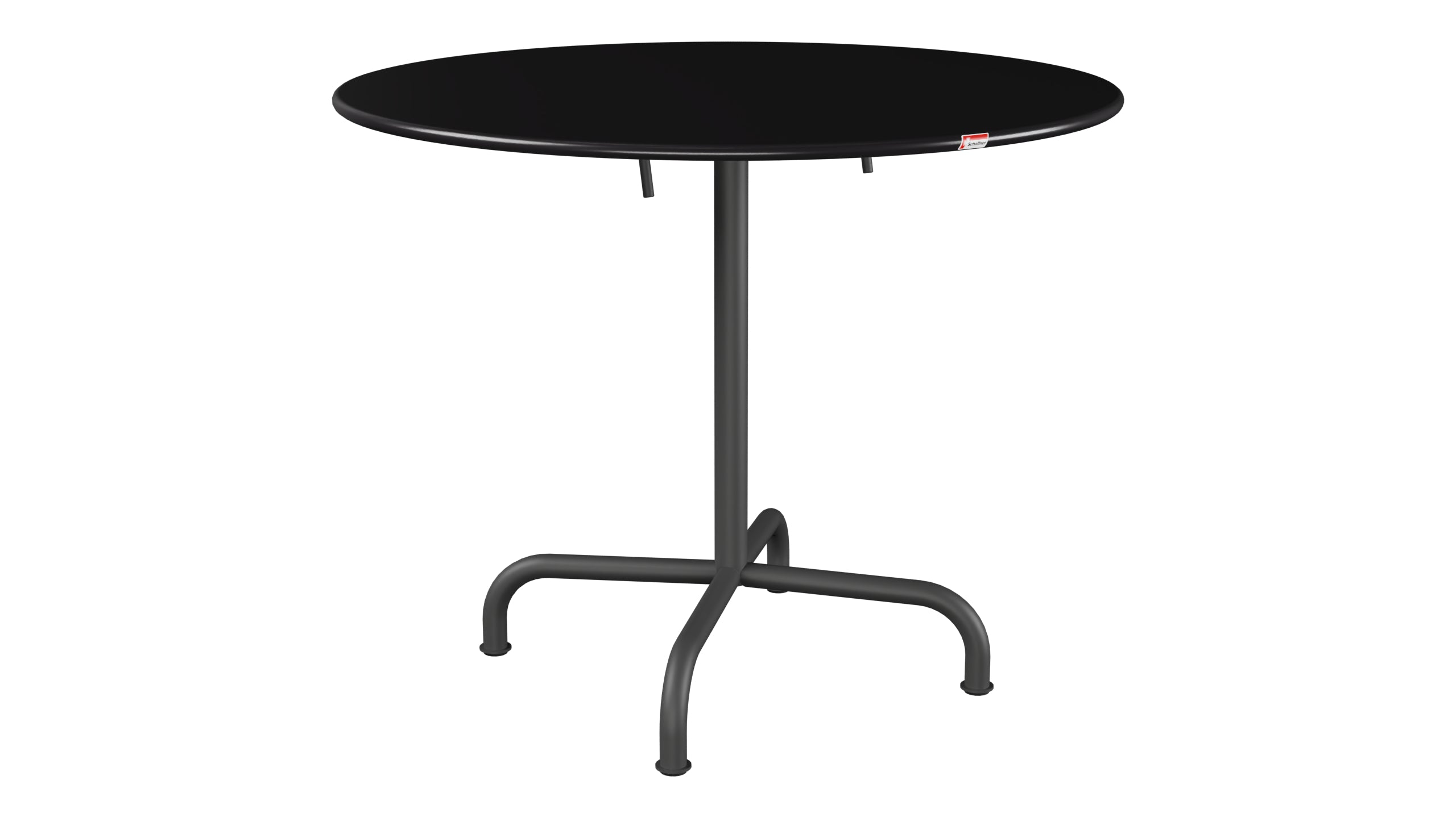 Rigi Metall-Gartentisch ø90 klappbar in Schwarz präsentiert im Onlineshop von KAQTU Design AG. Gartentisch ist von Schaffner
