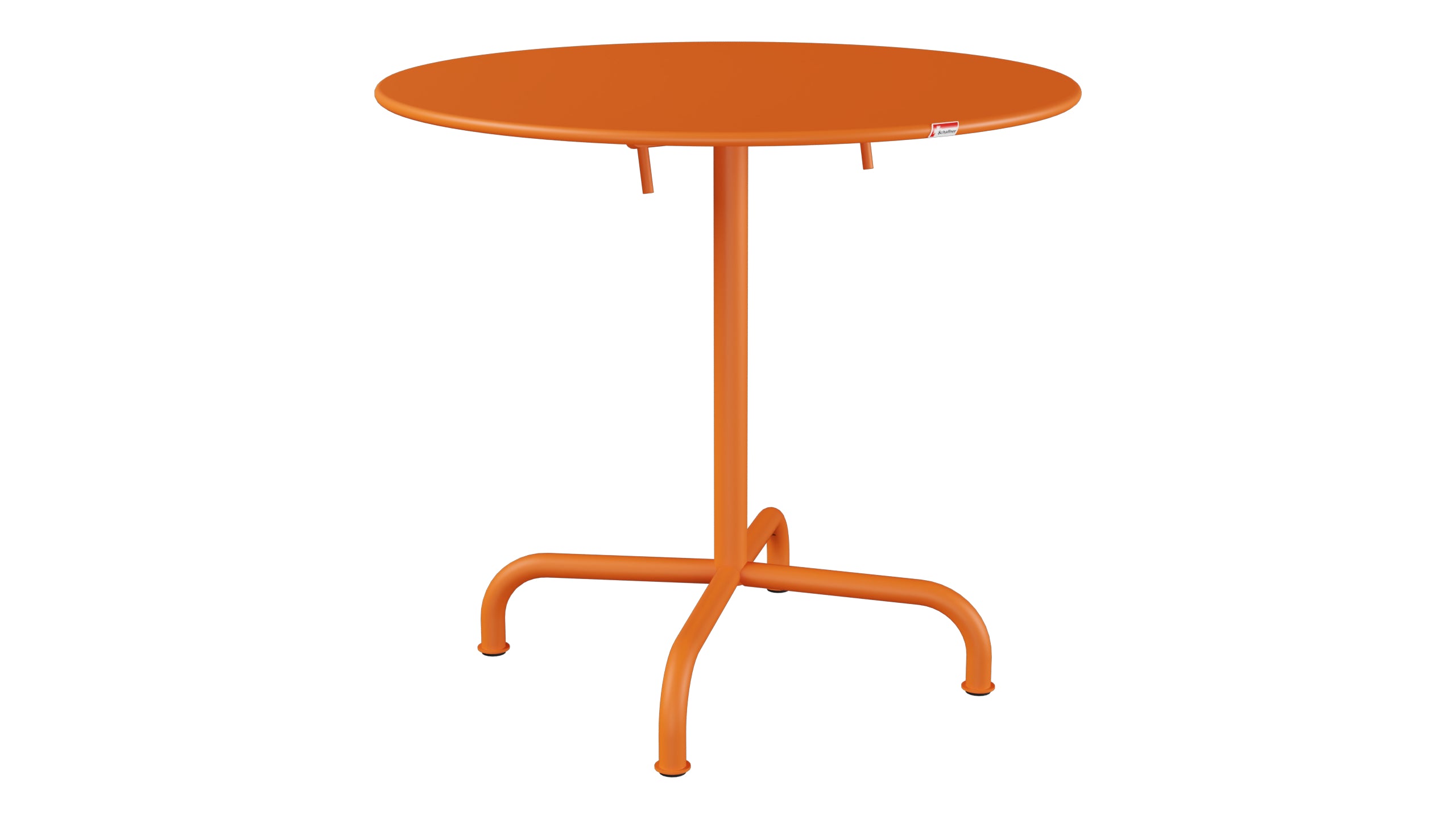 Rigi Metall-Gartentisch ø80 klappbar in Orange präsentiert im Onlineshop von KAQTU Design AG. Gartentisch ist von Schaffner