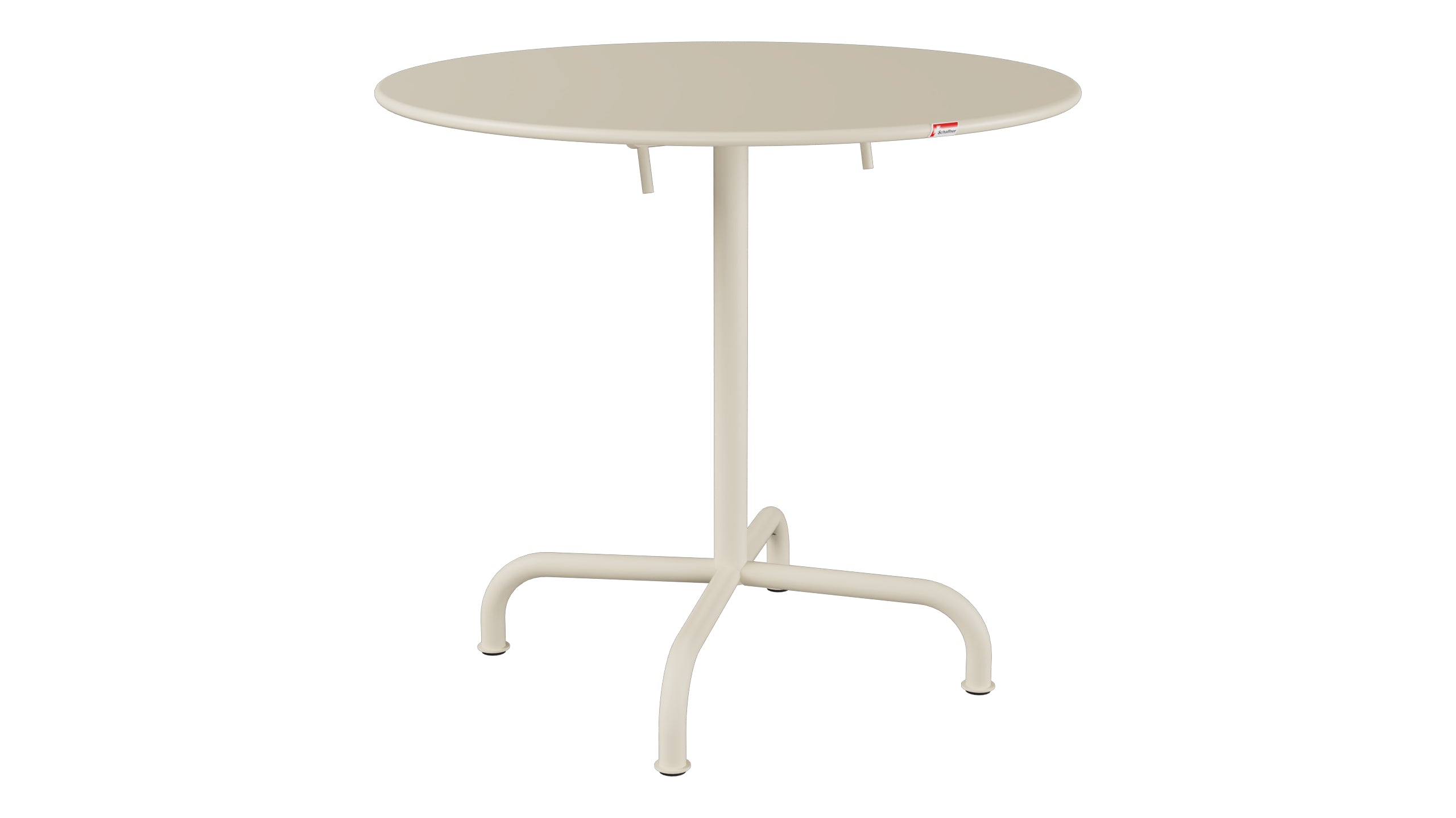 Rigi Metall-Gartentisch ø80 klappbar in Pastellsand präsentiert im Onlineshop von KAQTU Design AG. Gartentisch ist von Schaffner